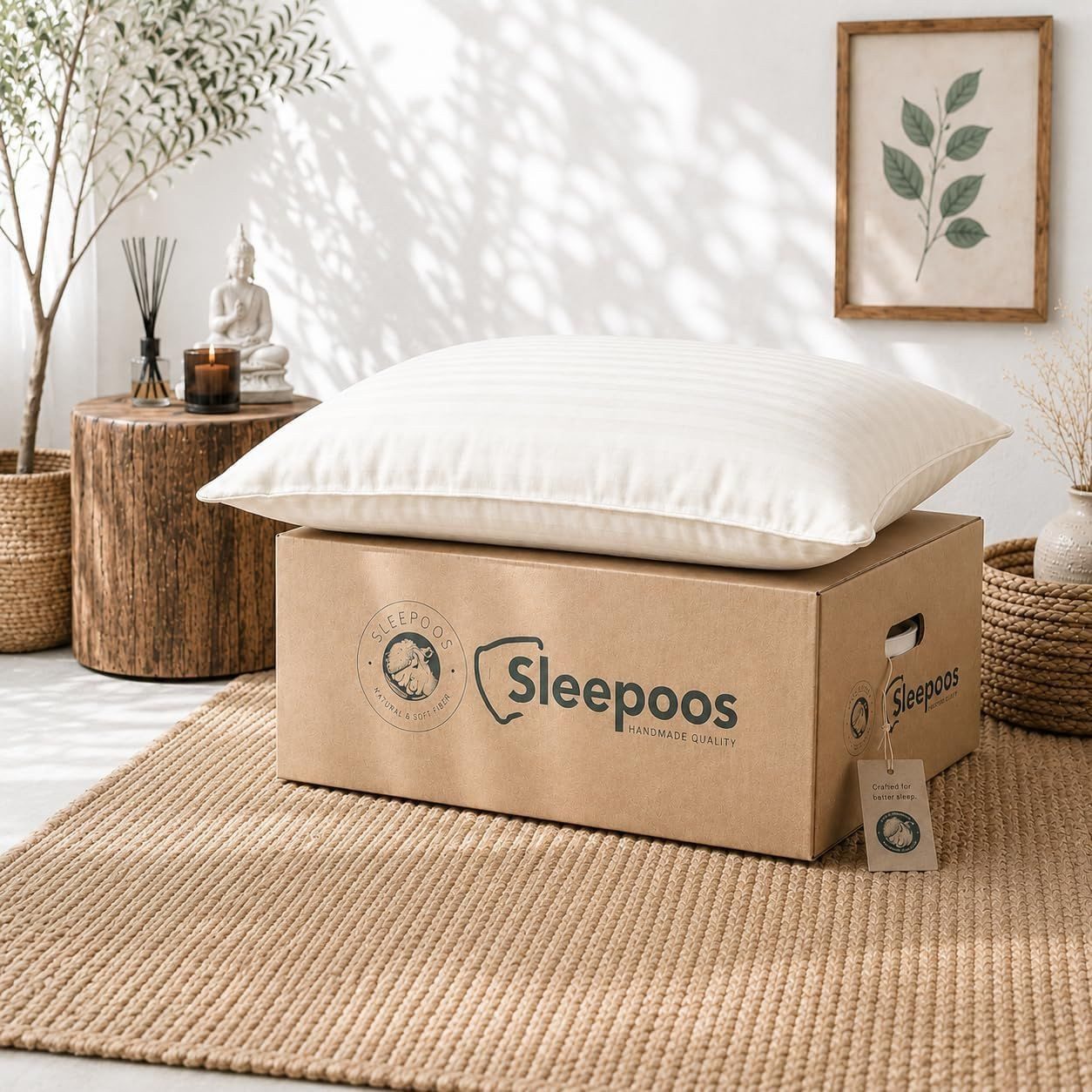 Sleepoos Kopfkissen Sleepoos Baumwollkissen 50 x 90 cm, Beige, Füllmenge anpassbar