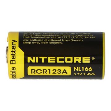 Nitecore CR123A NiteCore 16340 Li-Ion Akku 2/3A Zelle für Leuchten 3,7 Volt 65 Akku 650 mAh (3,7 V)