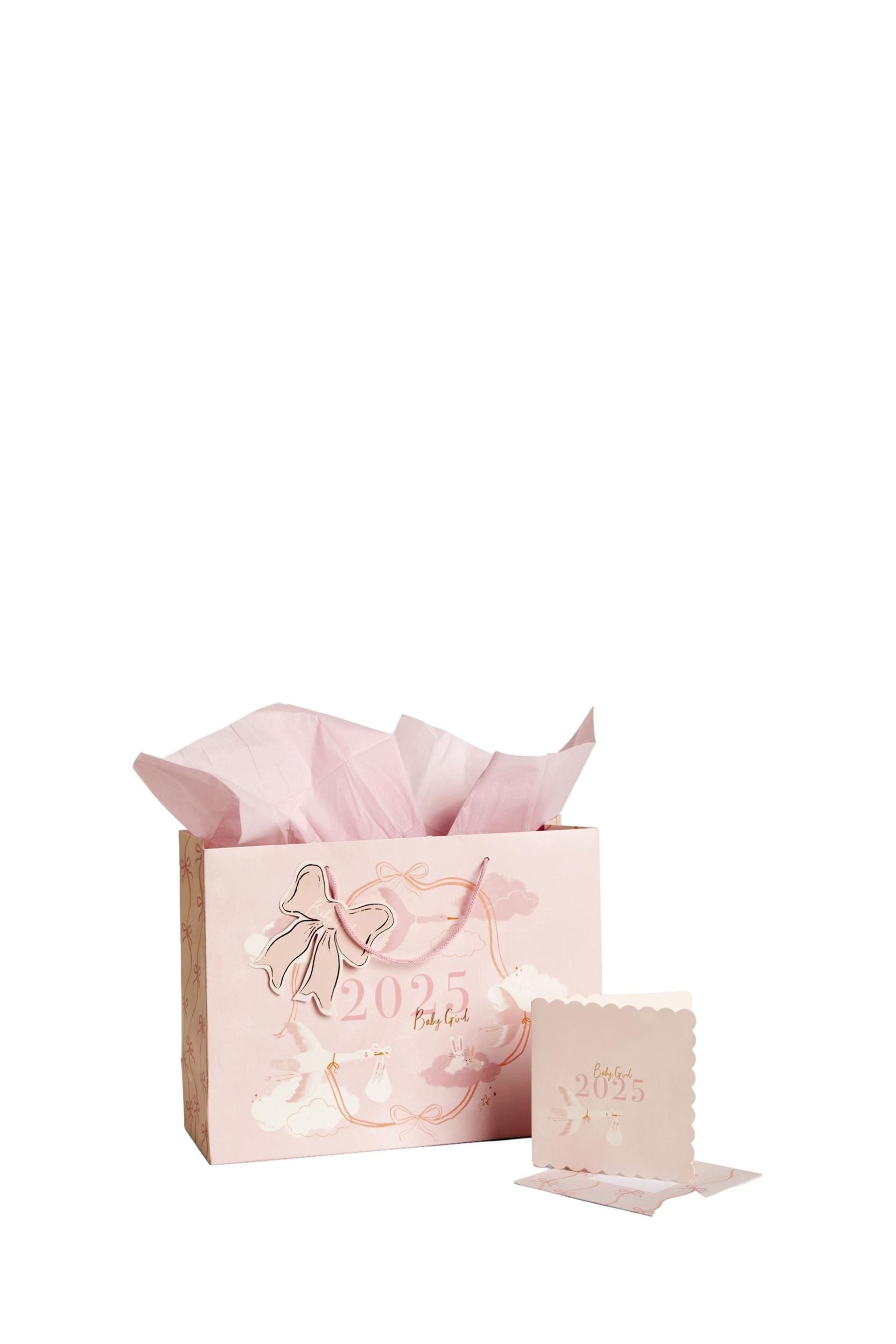 Next Geschenkpapier Geschenktüte und Karte, Baby Girl Born in 2025, (1St)