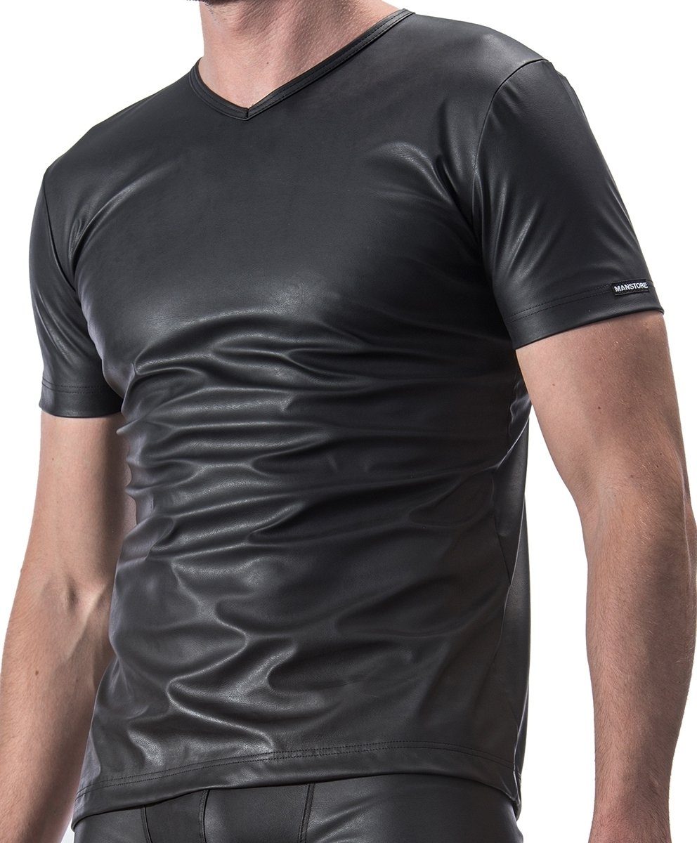 V-Neck schwarz V-Shirt (1-tlg) Manstore M104 Tee Clubwear MANSTORE