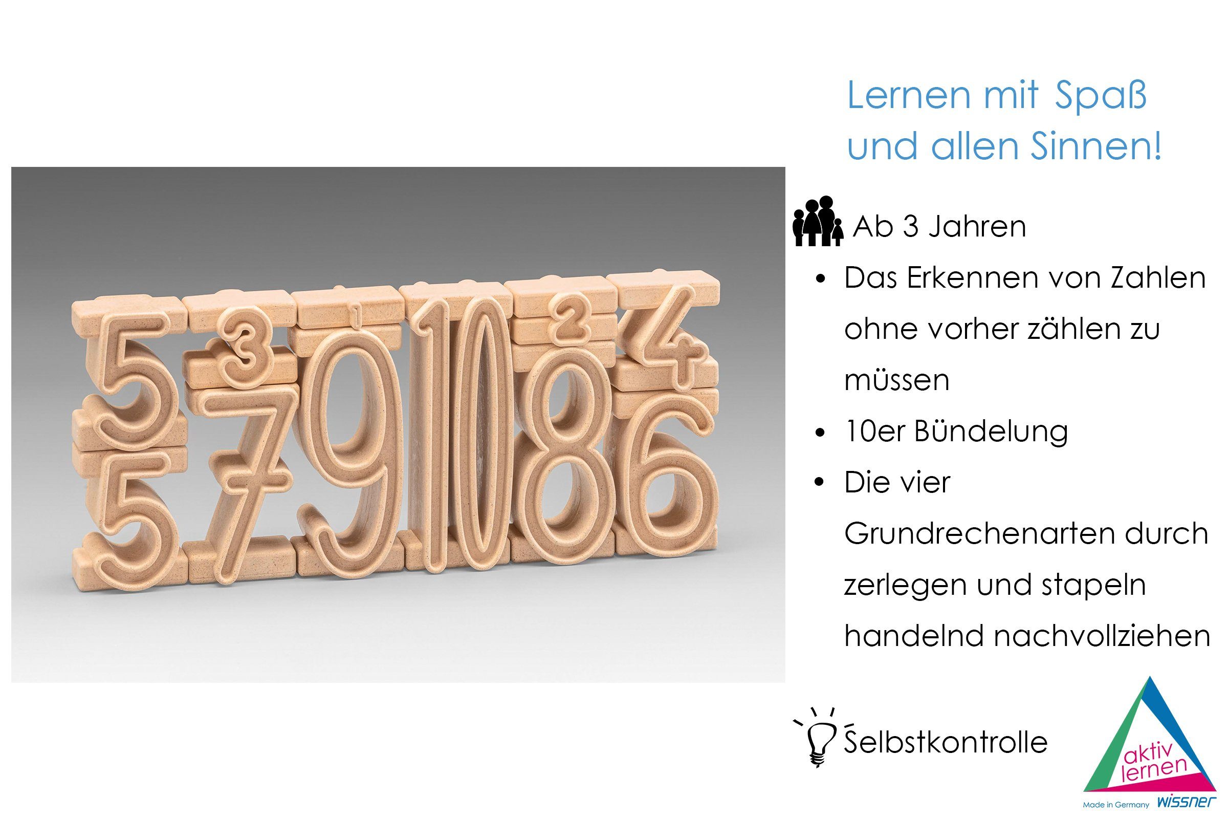 Wissner® aktiv lernen Lernspielzeug Stapelzahlen Starter-Set (11 Stück), Zahlenbausteine RE-Wood® (1-St)