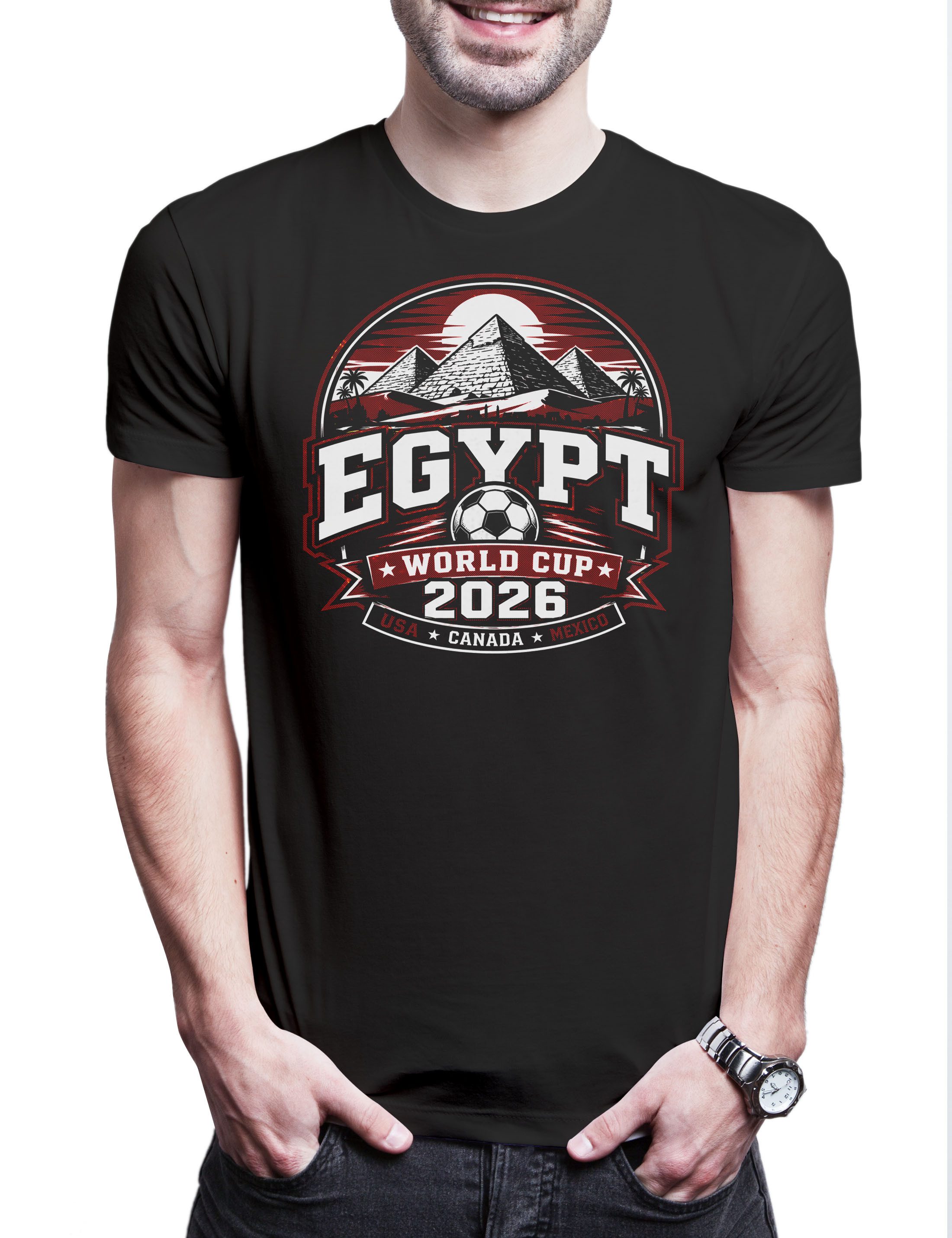 Print-Shirt Team Egypt 1 Herren T-Shirt Ägypten Misr Cairo Nile Pharaoh Fußball WM