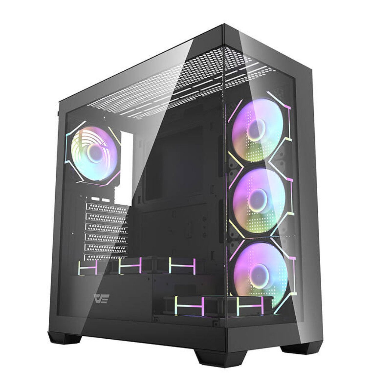 Darkflash PC-Gehäuse DS900 Mid Tower, (Einzelgerät, PC-Gehäuse mit 7 ARGB-Lüftern), 2 Glaswände, 7 ARGB-Lüfter, ATX, 10 Lüfterplätze, 360 mm Radiator
