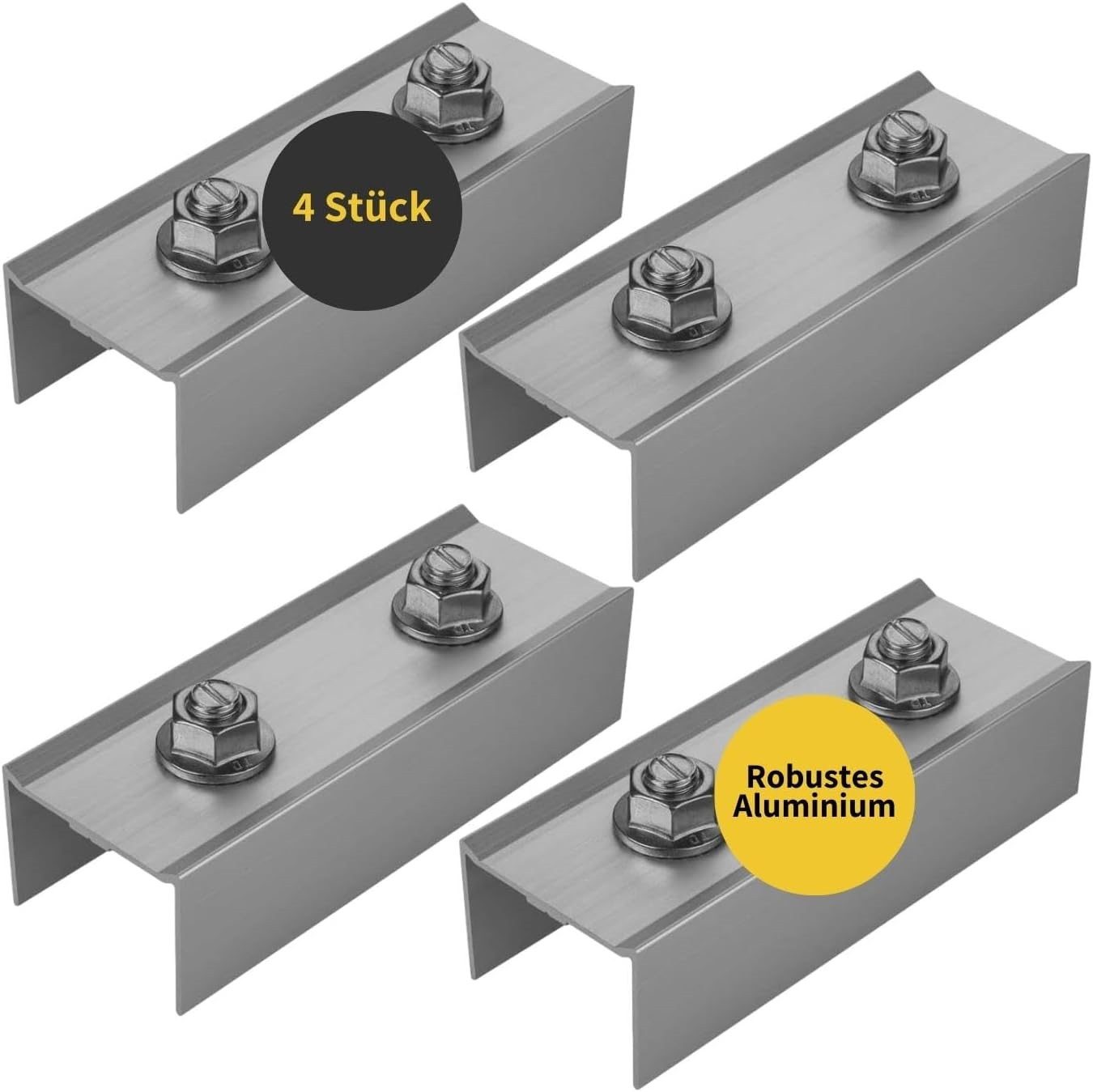 avoltik Solarmodul-Halterung 4x Profilverbinder f 40x40 Aluprofil Schienen Verbinder Schrauben, (4x Profilverbinder f 40x40 Aluprofil Schienen Verbinder Schrauben, 4x Profilverbinder f 40x40 Aluprofil Schienen Verbinder Schrauben, 4er Set Profilverbinder silber)