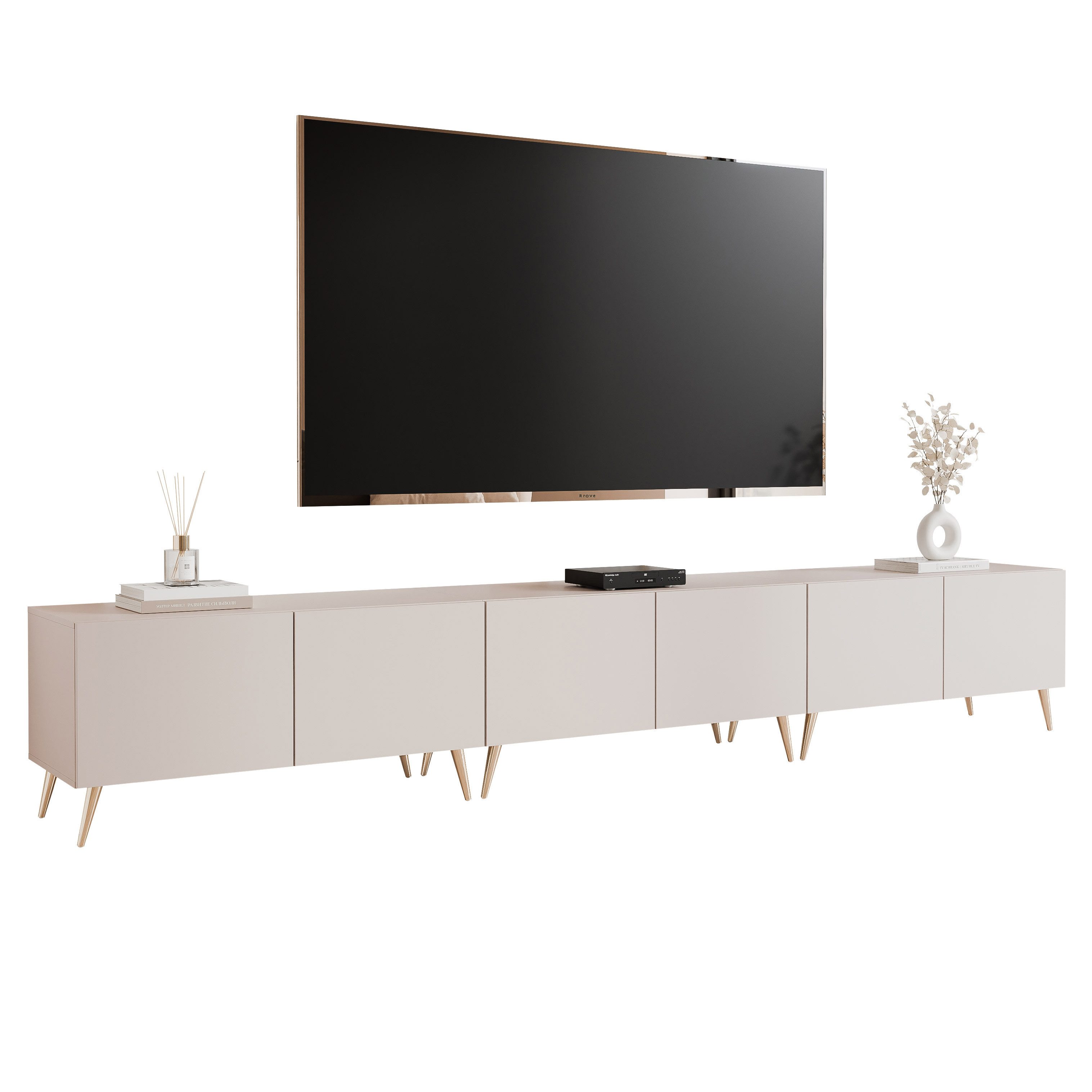 yourhouse24 Lowboard TV ANGEL 300 auf Füßen mit LED-Beleuchtung – Griffloses Design