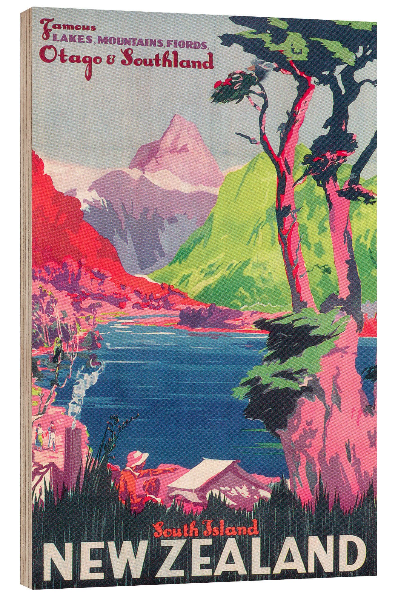 Posterlounge Wandbild Neuseeland (englisch), Vintage Travel Collection, erhältlich als Poster, Leinwandbild, Wandsticker oder Acrylglasbild