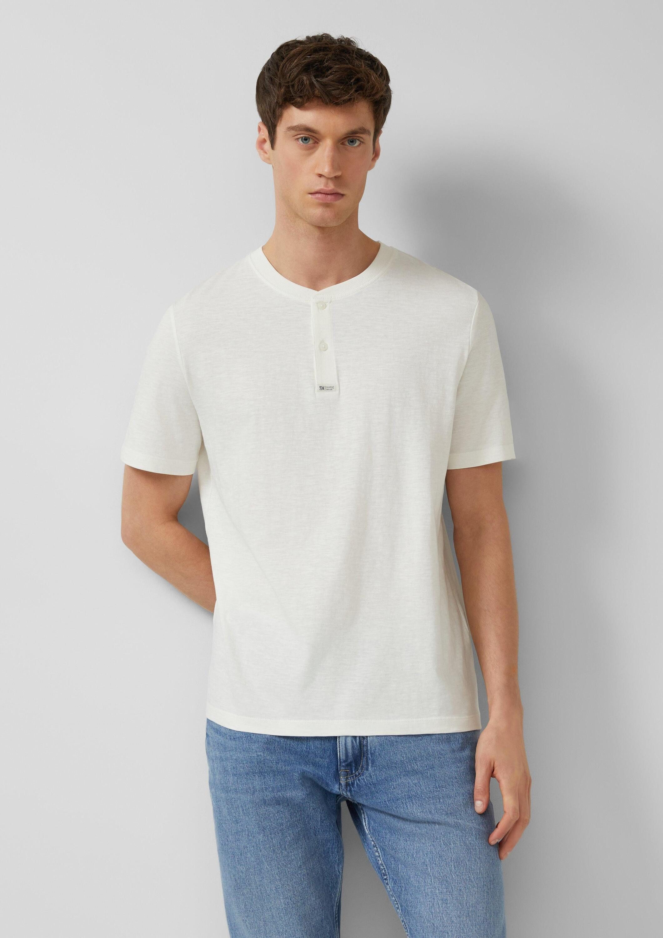 s.Oliver Kurzarmshirt T-Shirt Henley-Shirt in Flammgarnstruktur