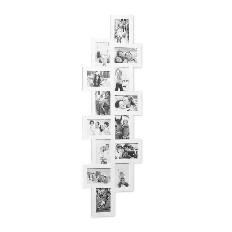 relaxdays Staffelbilderrahmen »Bilderrahmen Collage XXL für 14 Fotos«, Weiß