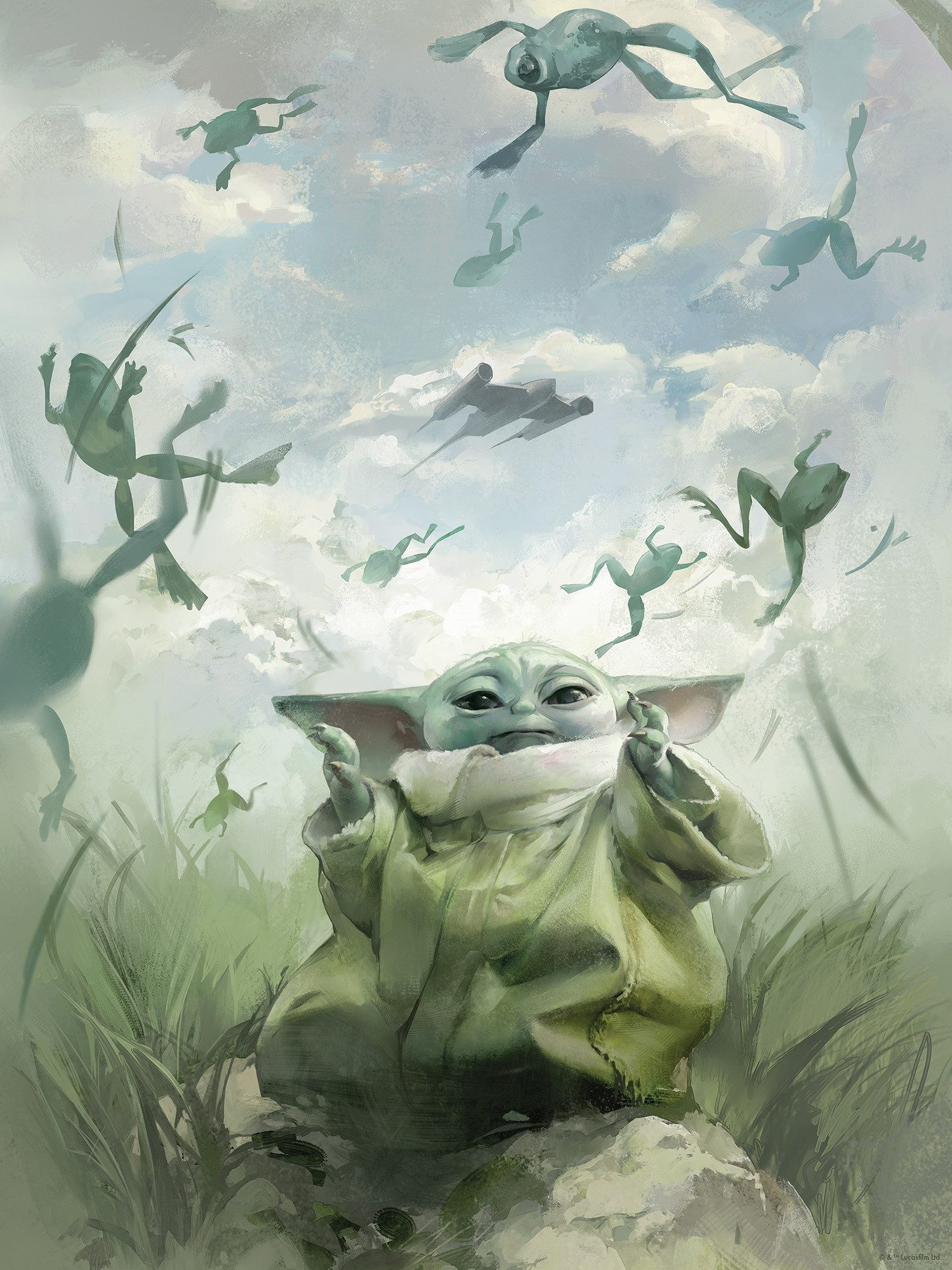 Komar Wandbild Star Wars The Mandalorian Grogu Frogs, Disney (Set, 1 St), 30 x 40 cm (Breite x Höhe) - Kinderzimmer, Dekoration