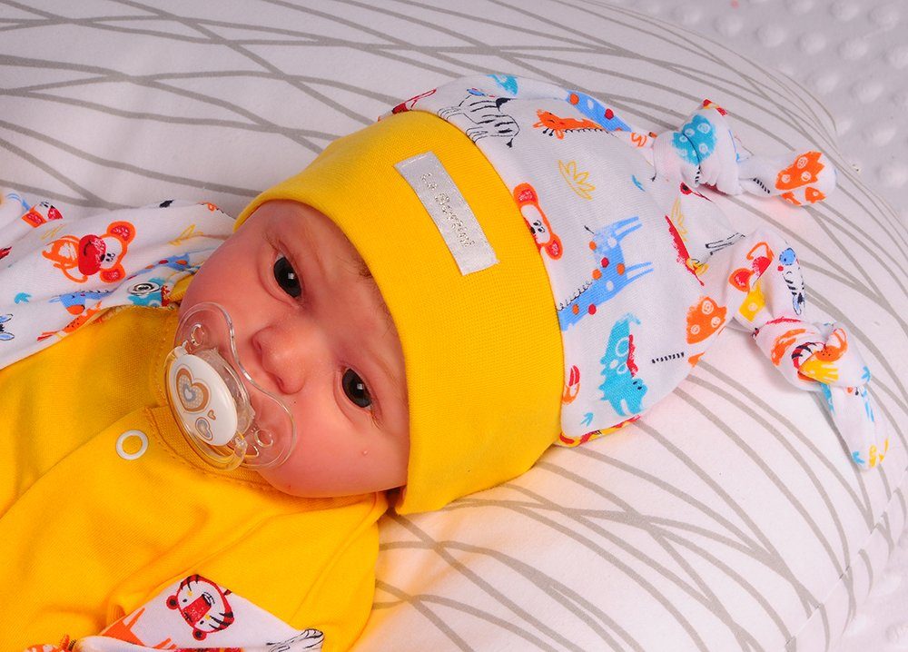 La Bortini Erstlingsmütze Babymütze Knotenmütze Baby Mütze mit Knoten in Gelb
