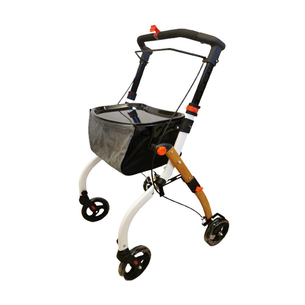 Antar Rollator Indoor Rollator in Halbholz-Optik mit Tasche und Tablett