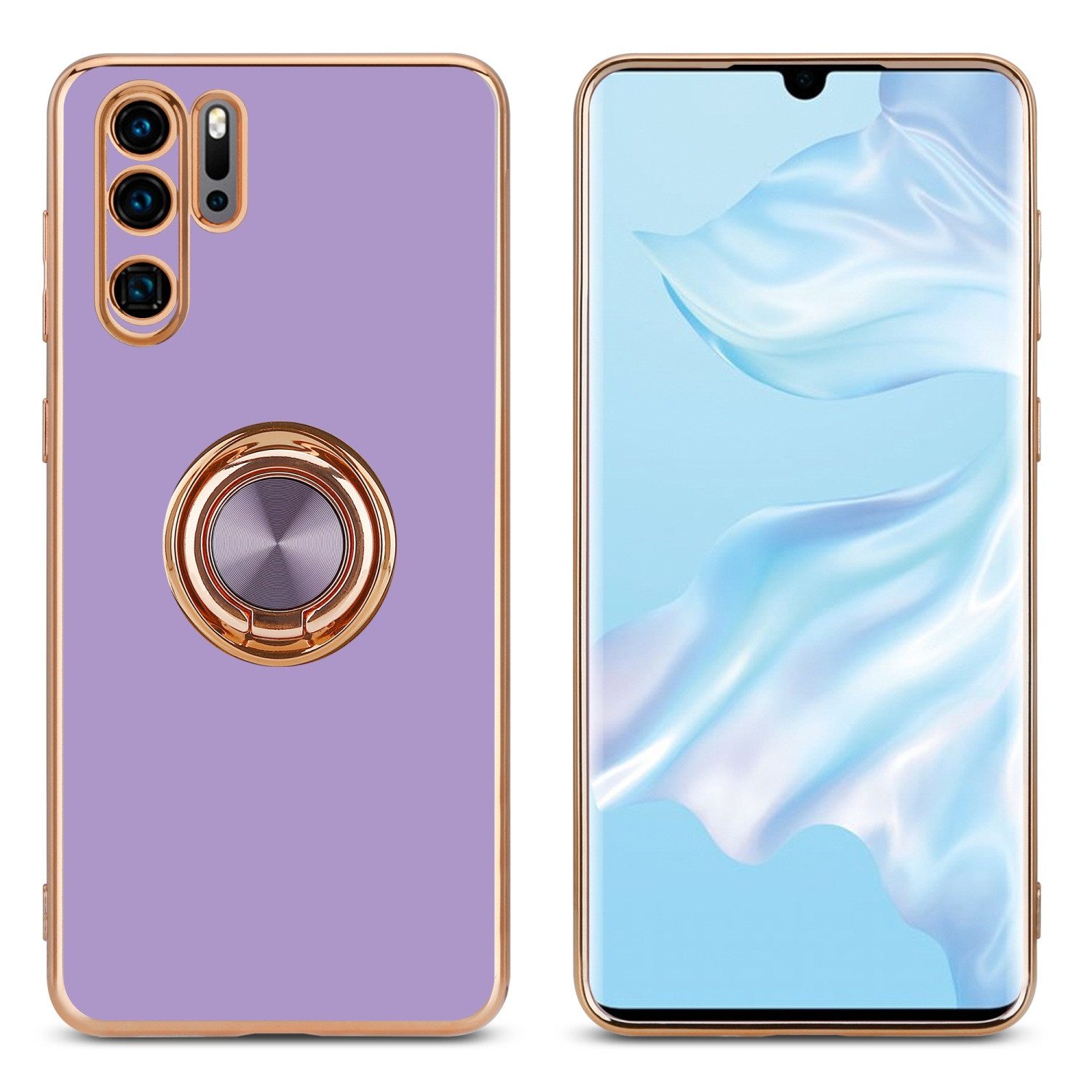 Cadorabo Handyhülle für Huawei P30 PRO Hülle Huawei P30 PRO, Schutzhülle - TPU Silikon Hülle - mit Kameraschutz und Ring