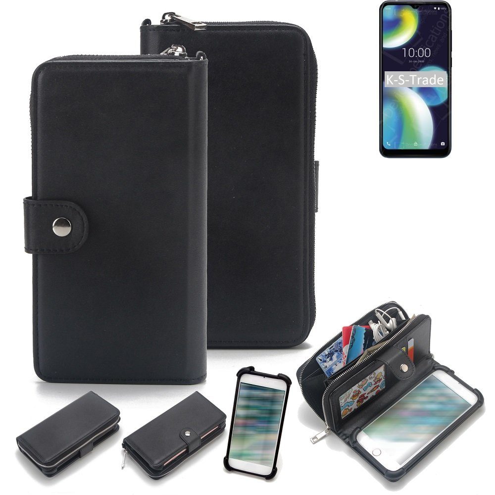 K-S-Trade Handyhülle für Wiko View 4 Lite, 2in1 Handyhülle Schutzhülle & Portemonnee Cover Handy Hülle