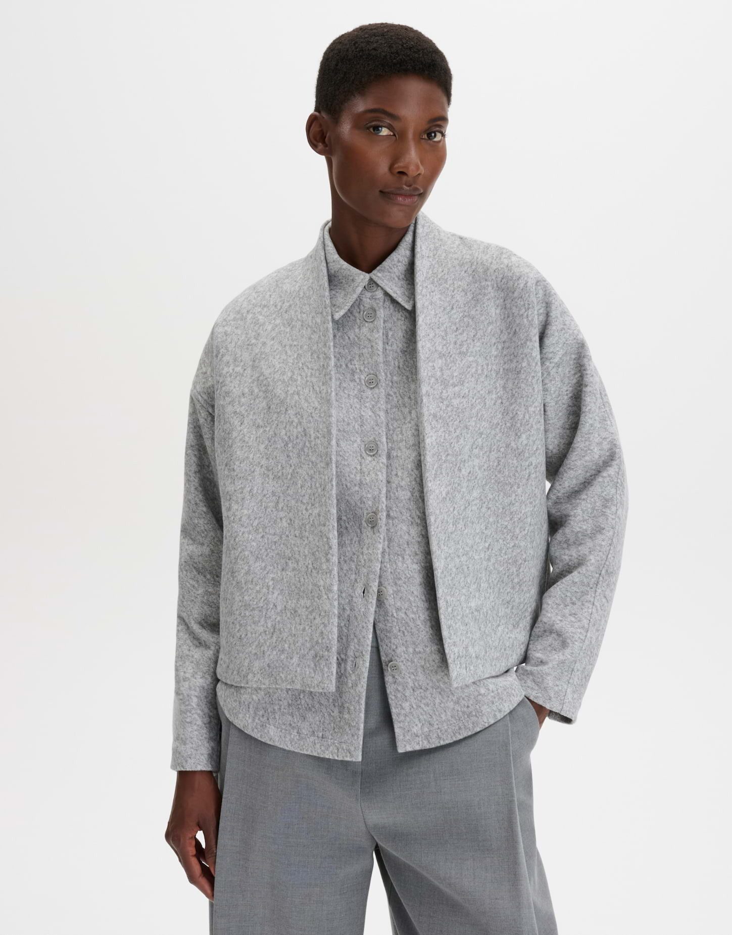 someday Sweatjacke Unida aus weich gebrushtem Sweat Weite O-Silhouette mit offener Front und angerauter Haptik