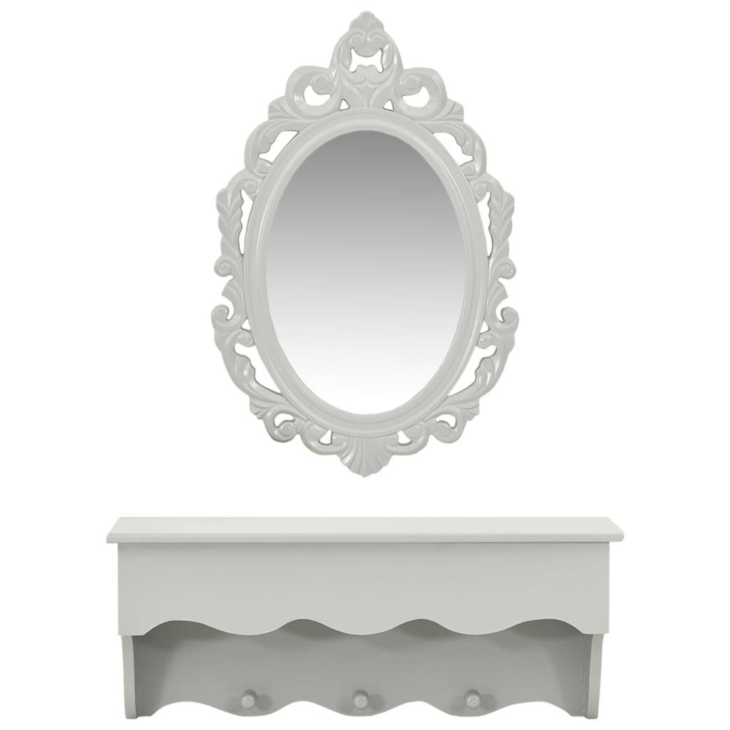 Schlüssel vidaXL Schmuck Grau Wandregal | Grau Grau mit für Spiegel Haken und Spiegel