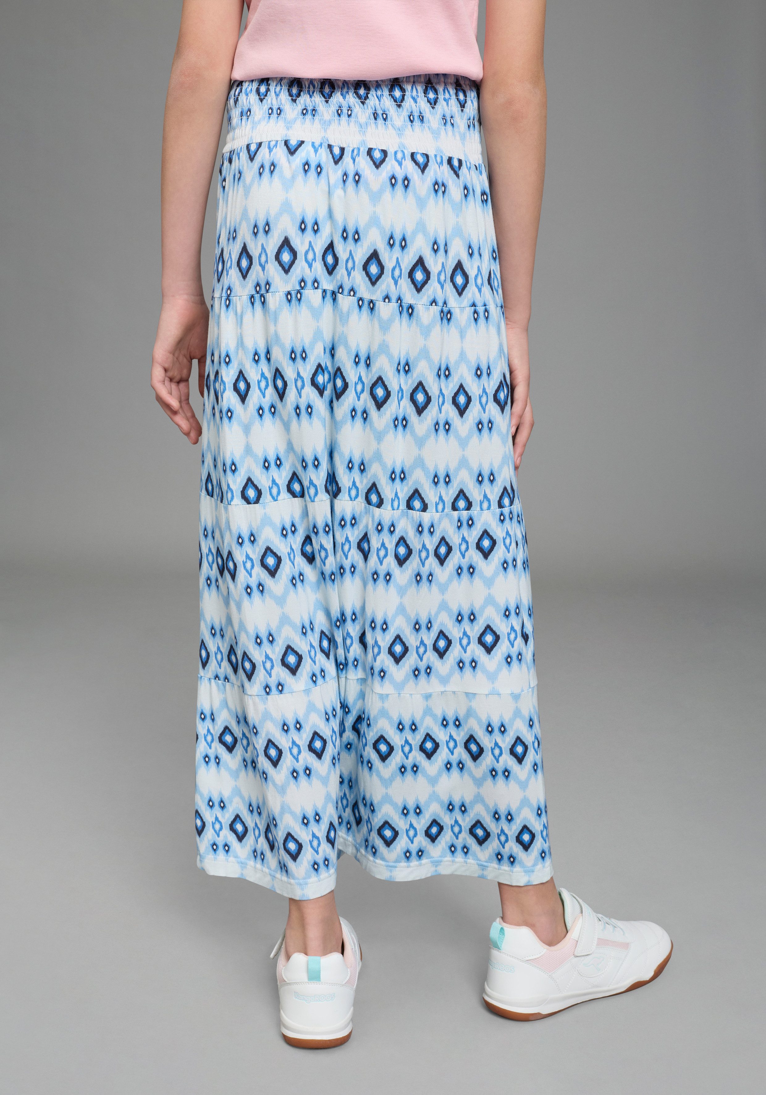 KangaROOS Maxirock Rock mit Smoke, Boho-Style für Mädchen mit gesmokter Taille, aus elastischer Jersey-Qualität, mit Gummizug