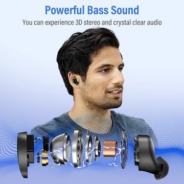 Esiposs Kabellos, Bluetooth 5.0 mit Mikrofon 156H Spielzeit mit USB-C LCD In-Ear-Kopfhörer (Bluetooth 5.3 für eine stabile Verbindung und kristallklare Anrufe, Stereo Sound IPX7 Wasserdicht Ohrhöre for iPhone Samsung Android)
