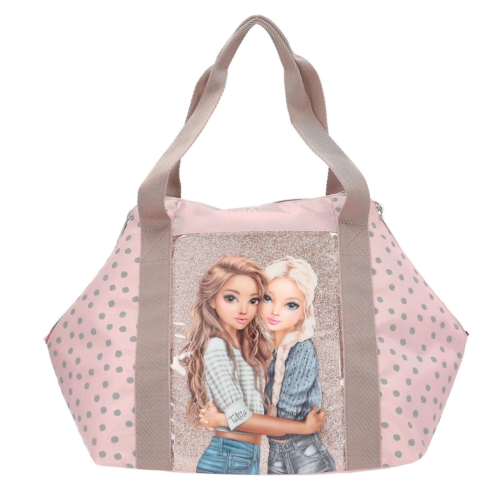Depesche Kinderrucksack Sporttasche Rosa mit Model Motiv und Punkte Muster, Mit Henkel und Innenfach