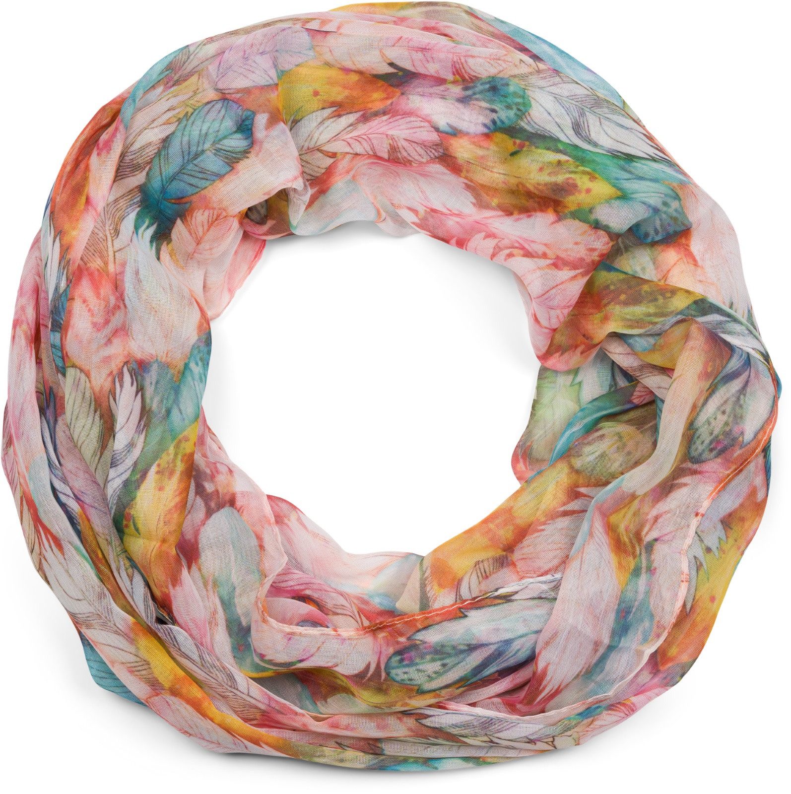 Loop Loop mit bunten Federn