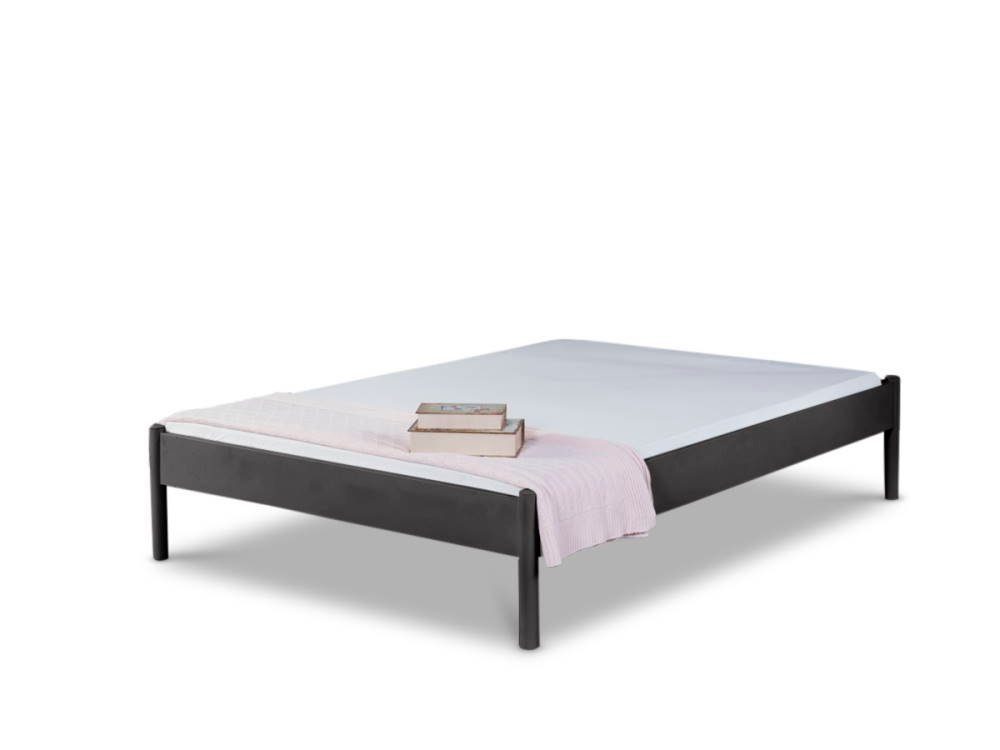 ohne Schnick Alice, pulverbeschichtetes dunkelgrau Metallbett Metallbett stabil langlebig Metall, Schnack, Futonbett, BedBox und