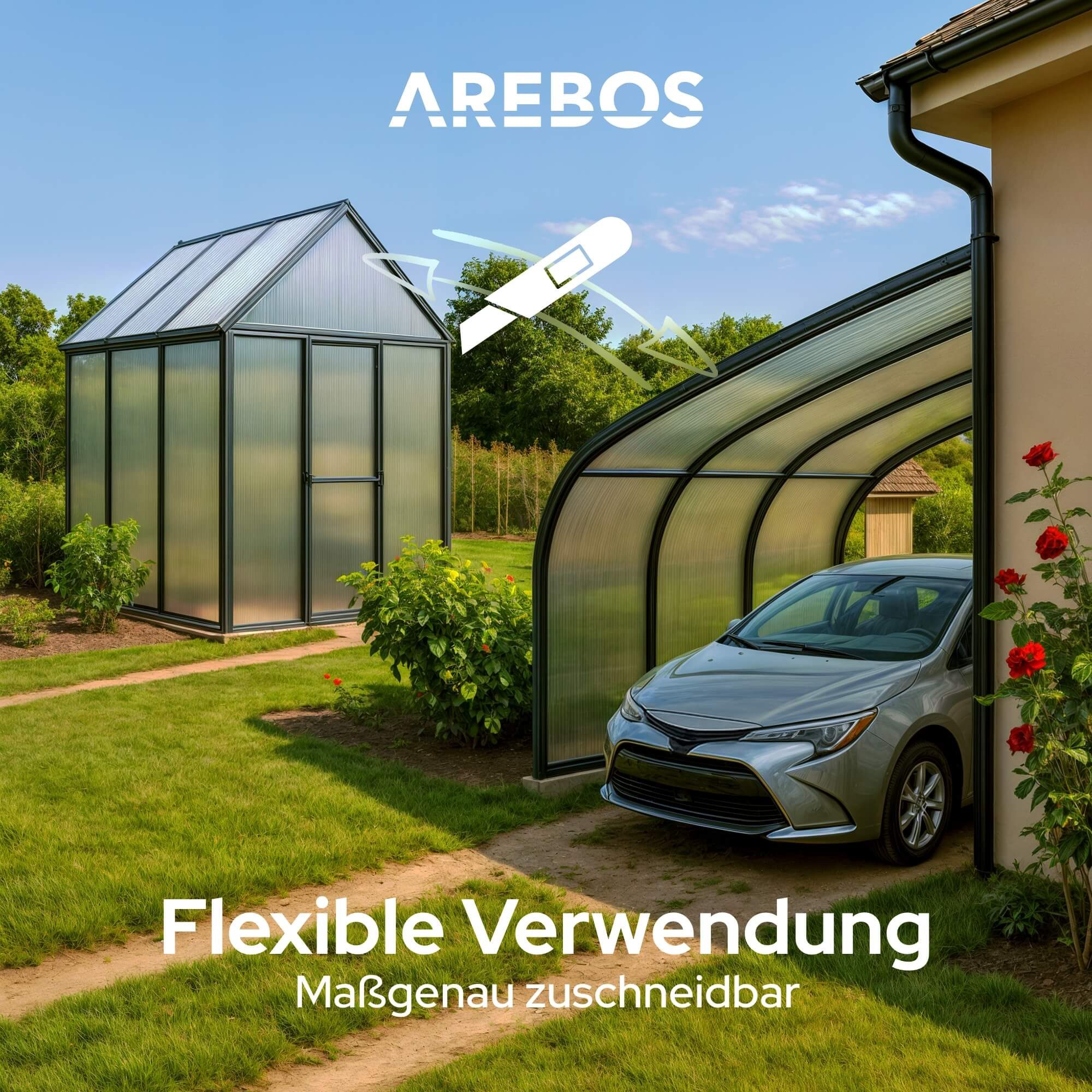 Arebos Hohlkammerplatte Transparent, für Gewächshaus, Carport, Frühbeet, Überdachung, 4 mm, 700 m², (14-St)