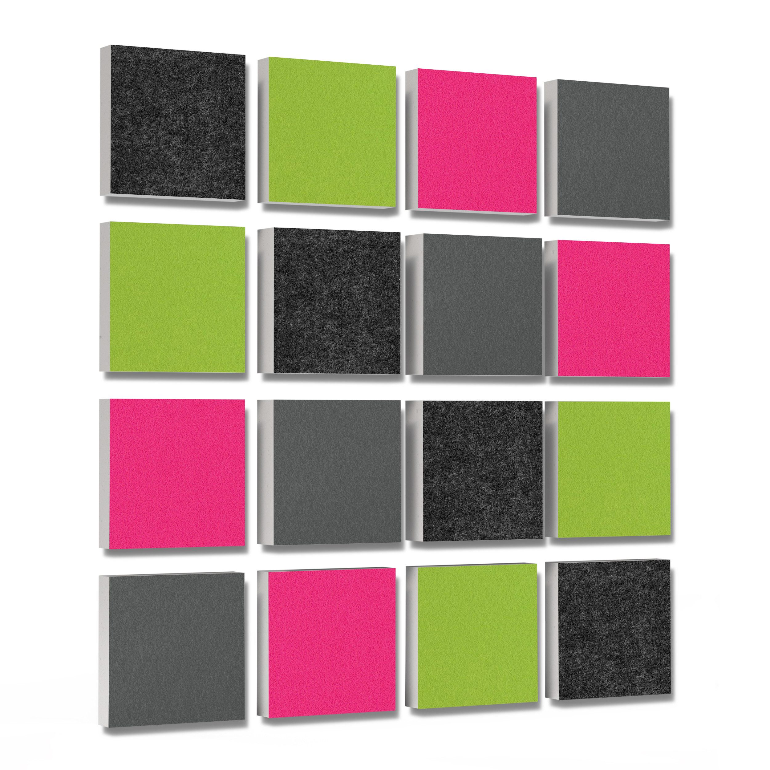 platino24 Akustikplatte 16 Elemente 3D-Set Colore Quadrat 27,5 x 27,5 cm Multicolore