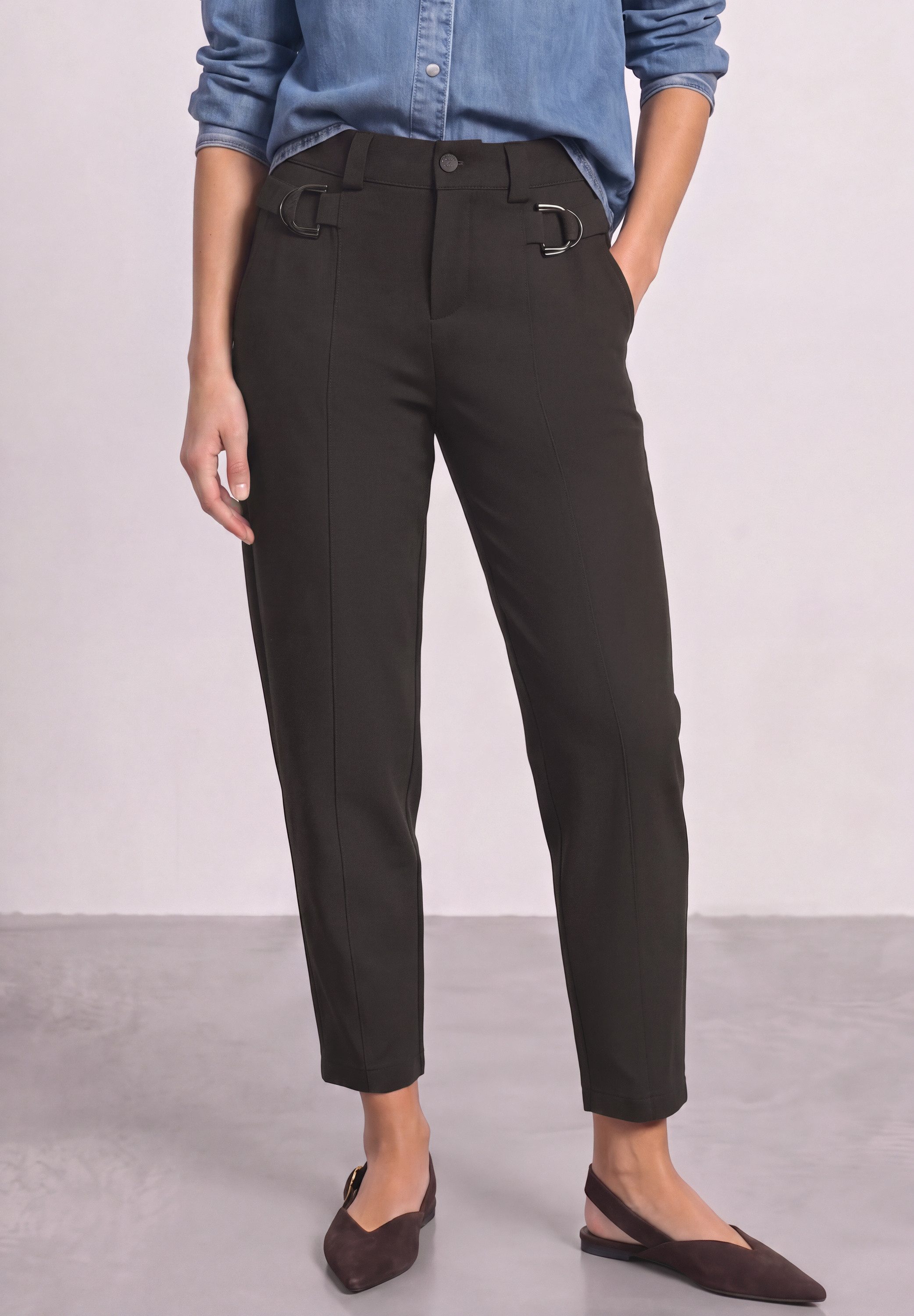 STREET ONE Stoffhose mit Schnallen