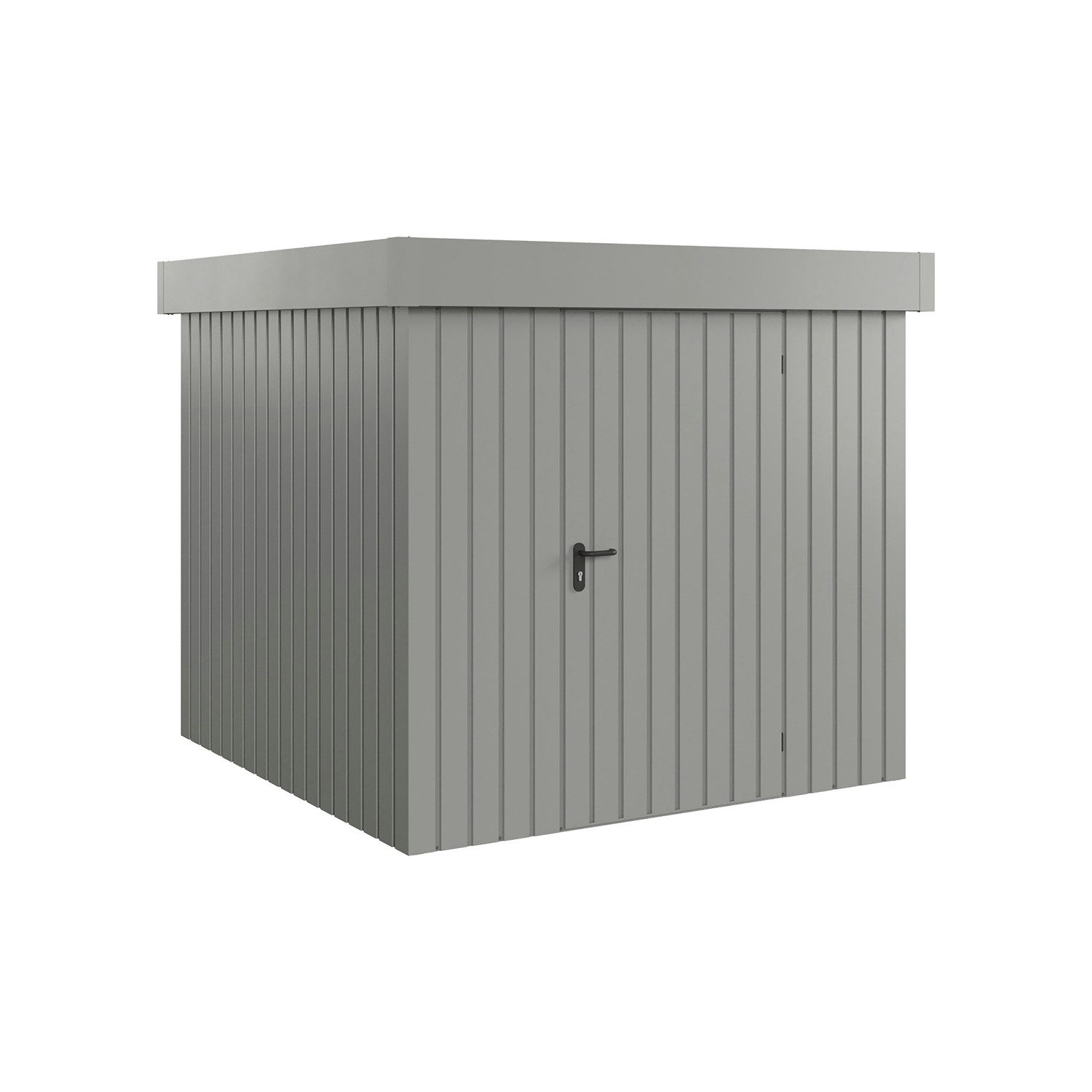 Hörmann Ecostar Gerätehaus Metall-Gerätehaus "Euroline Trend", BxT: 214x214 cm, mit Flachdach, graualuminium, 1-flüglige Tü