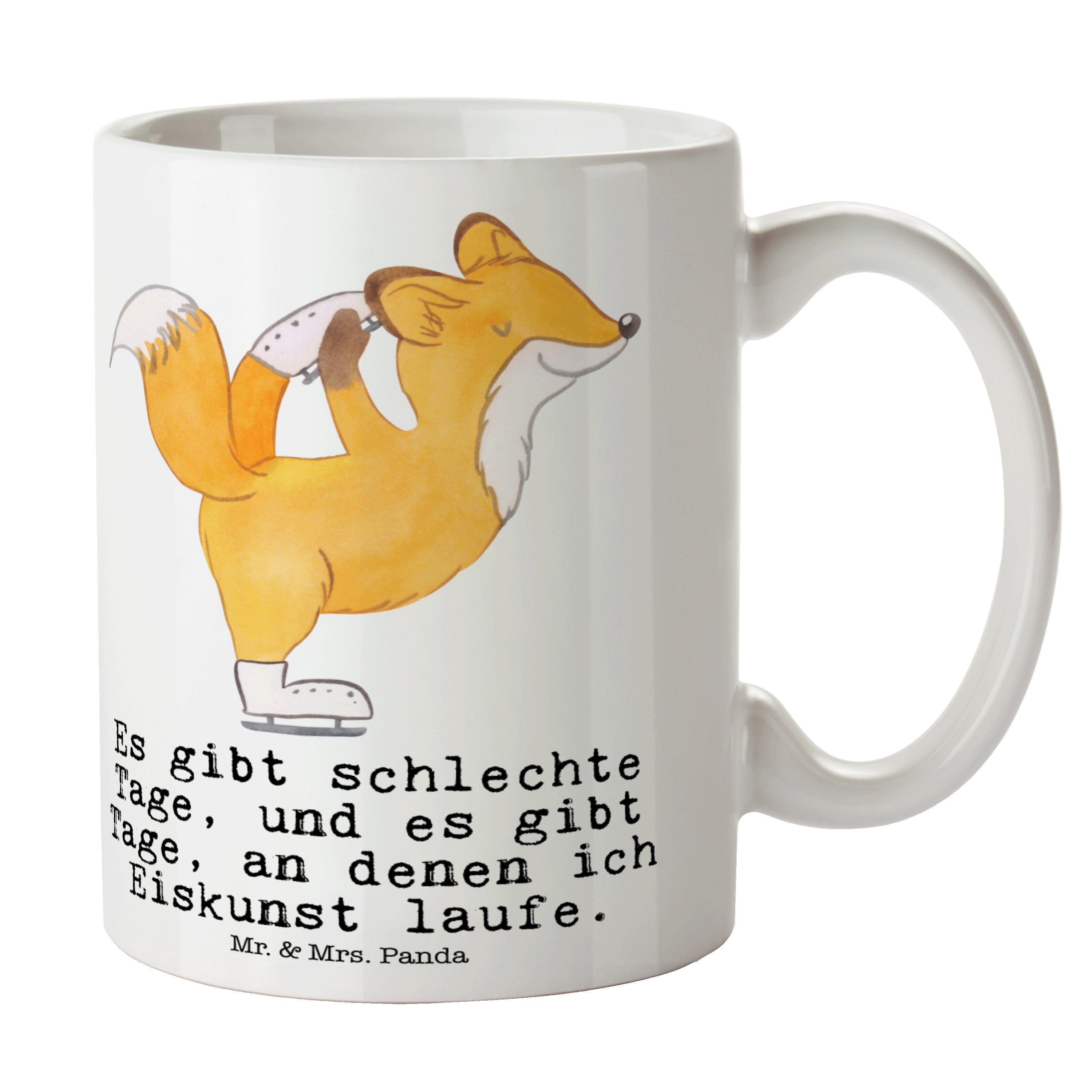 Mr. & Mrs. Panda Tasse Fuchs Eiskunstläufer Tage - Weiß - Geschenk, Dankeschön, Hobby, Keram, Keramik