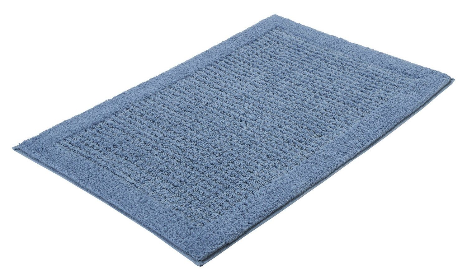 Badematte NET, B 70 cm, L 120 cm, Stahlblau, Kleine Wolke, Höhe 17 mm, rutschhemmend beschichtet, fußbodenheizungsgeeignet, Baumwolle, rechteckig