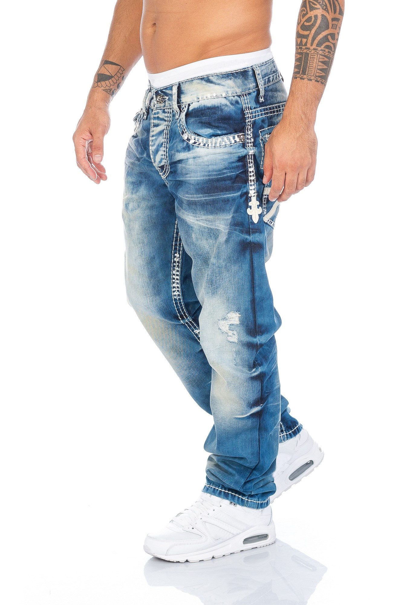 Cipo & Baxx Regular-fit-Jeans Herren Jeans Hose mit dicken Nähten und außer günstig online kaufen