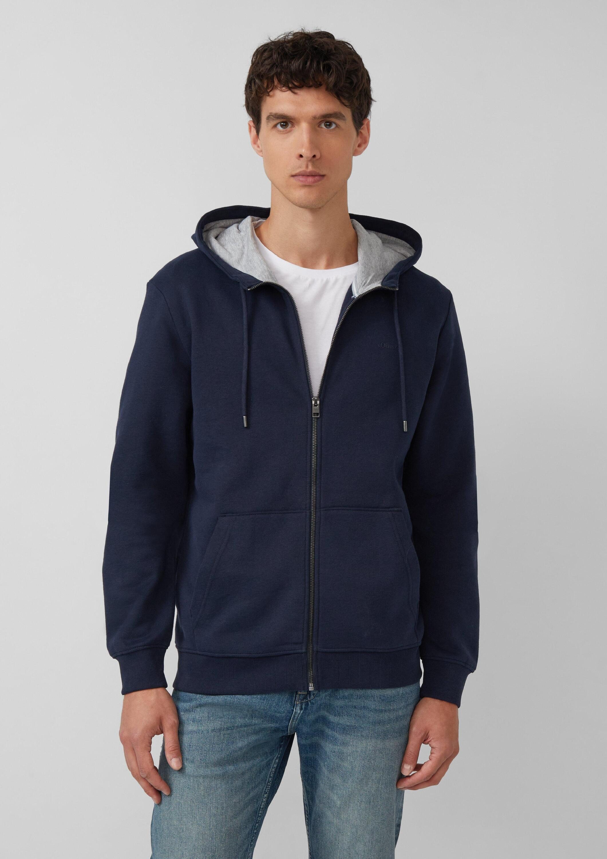 s.Oliver Sweatjacke Sweatshirt Jacke Sweatshirt-Jacke mit Kapuze und Logo