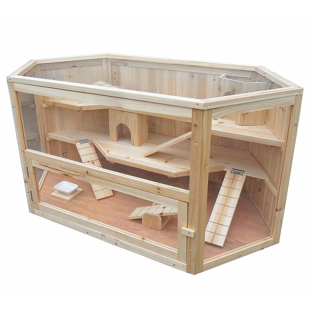 Tierhaus Kleintierkäfig Hamsterkäfig Nagerkäfig Holz Stall Nagerstall Käfig