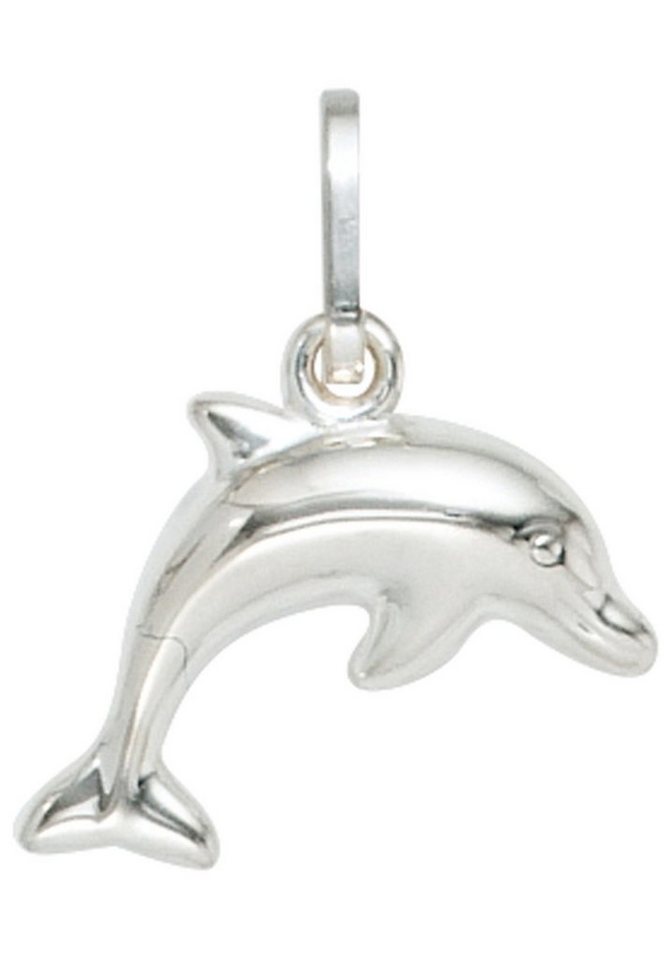 JOBO Kettenanhänger Anhänger Delfin, 925 Silber, Höhe ca. 12,1 mm, Breite  ca. 10,9 mm, Tiefe ca. 2,9 mm
