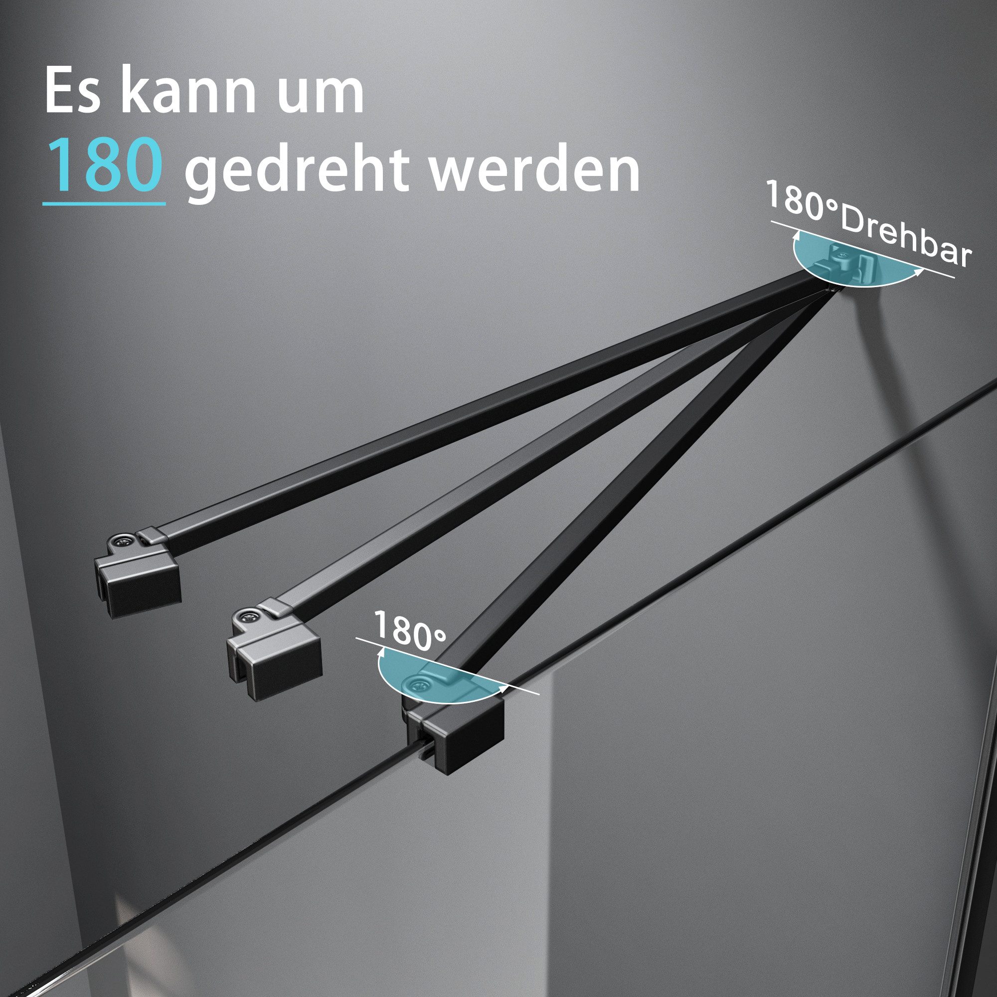 Boromal Duschwand-Stabilisationsstange Stabilisator Schwarz für 4-8mm günstig online kaufen