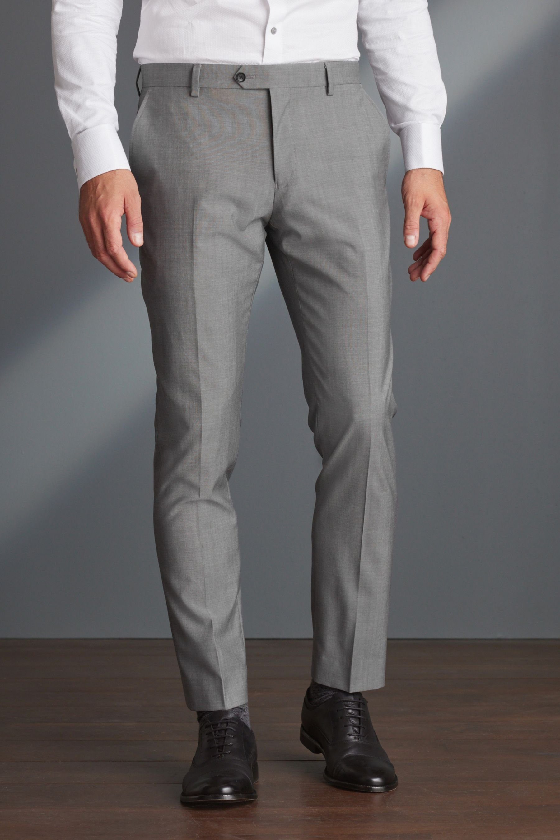 Next Anzughose Signature Tollegno Stoffanzug: Slim Fit Hose (1-tlg) Light Grey