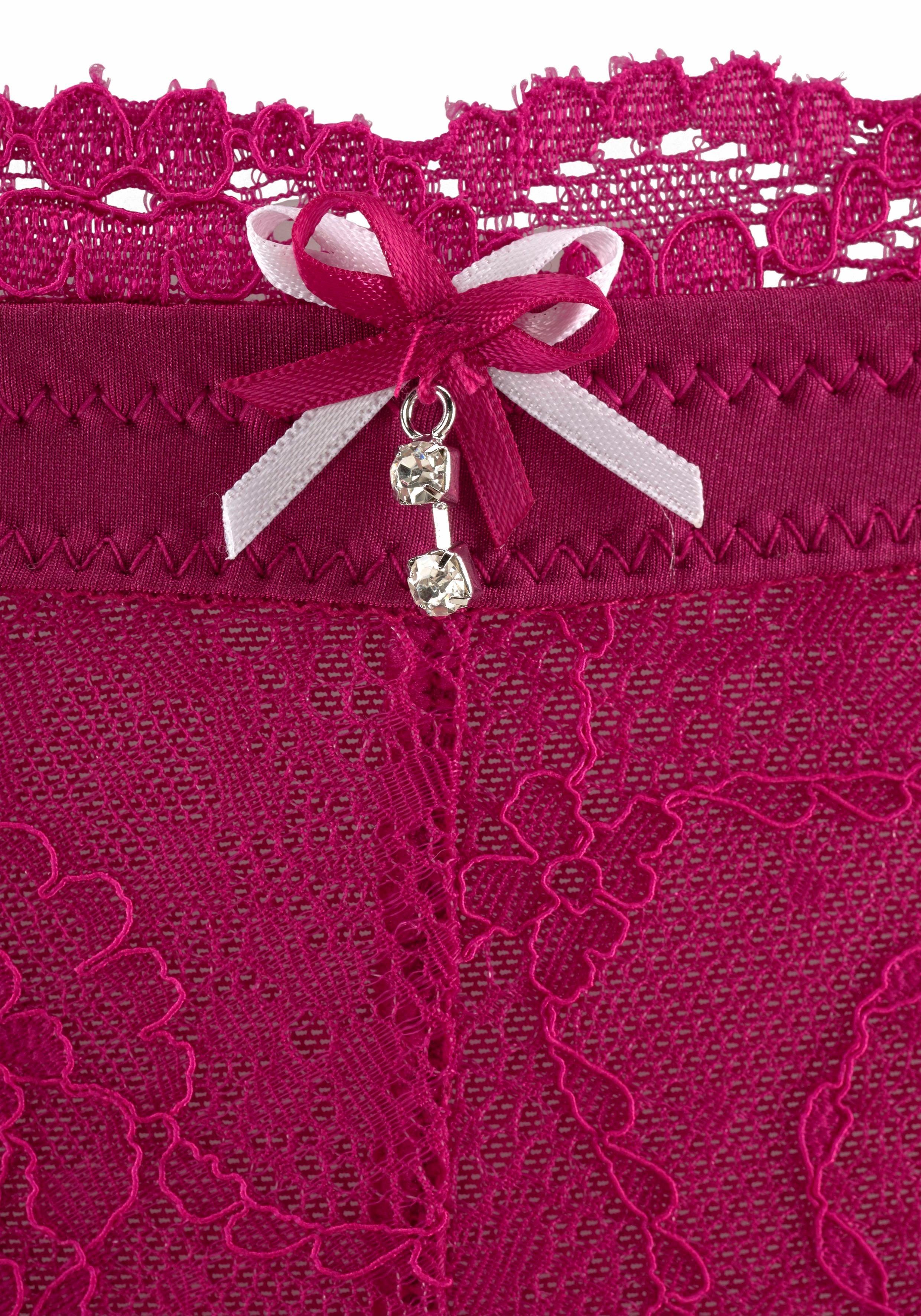 LASCANA String Premium Dessous aus zarter Spitze mit feiner Zierschleife und Accessoire