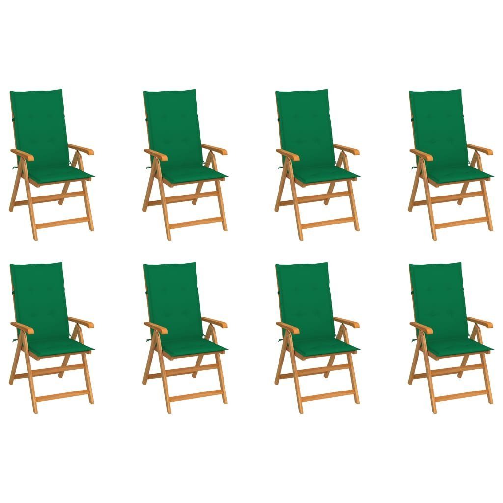 furnicato Gartenstuhl Garten-Liegestühle mit Kissen 8 Stk. Massivholz Teak
