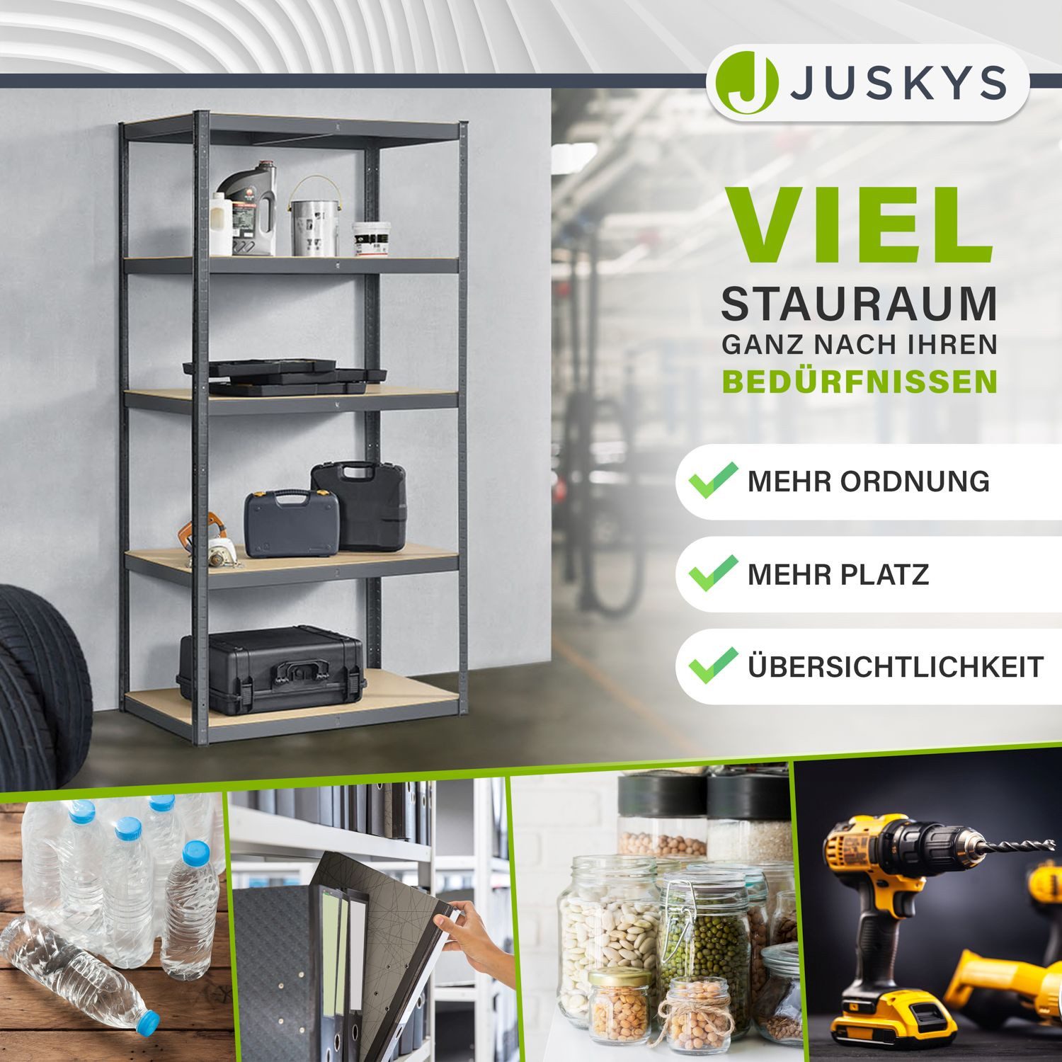 Juskys Schwerlastregal Basic, Regalsystem mit 5 Einlegeböden, je 175 kg Tra günstig online kaufen