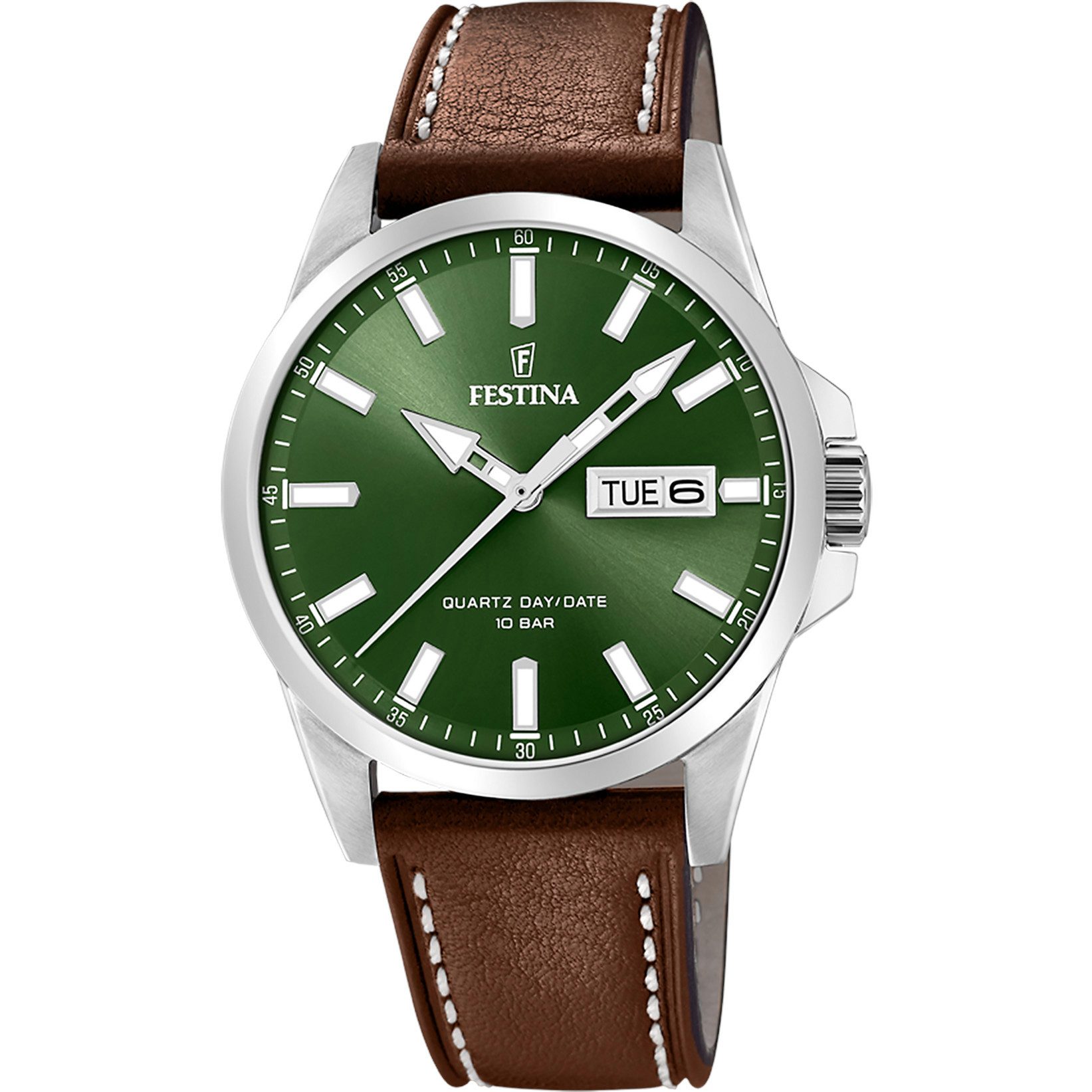Festina Quarzuhr Herrenuhr F20358/5 – Grün/Braun, 41 mm günstig online kaufen