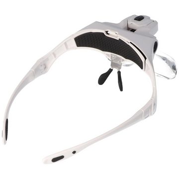 Velamp Lupenlampe LED-Brille mit Lupe und 5 austauschbaren Dioptrien, ideal auch für Br