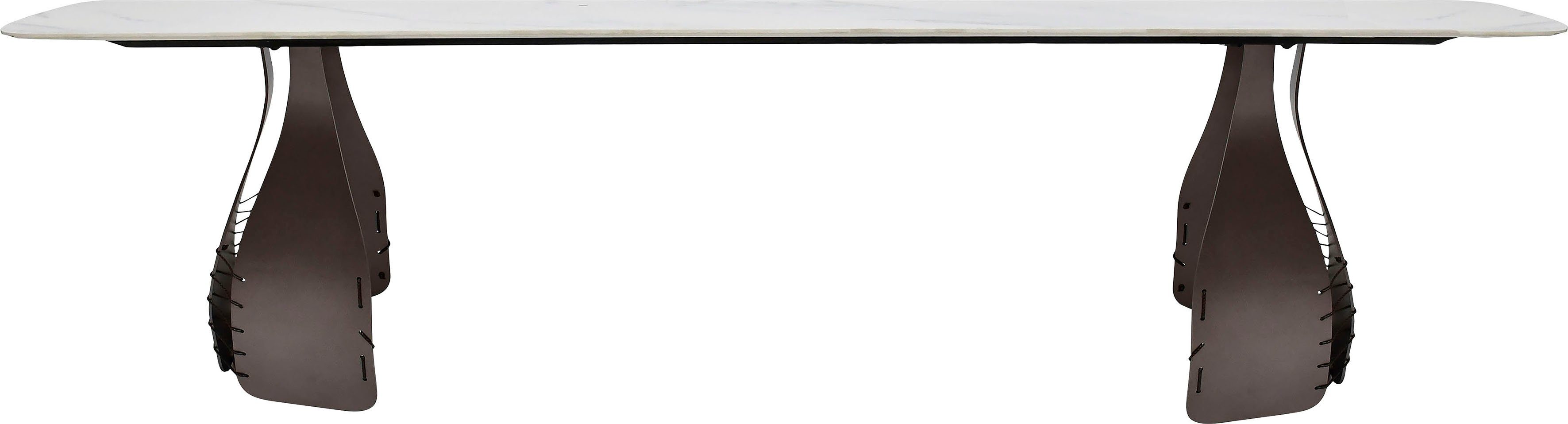 Leonique Konsolentisch Indiana, TV-Tisch, rechteckig, bronzefarbene Beine, Keramik, Marmoroptik