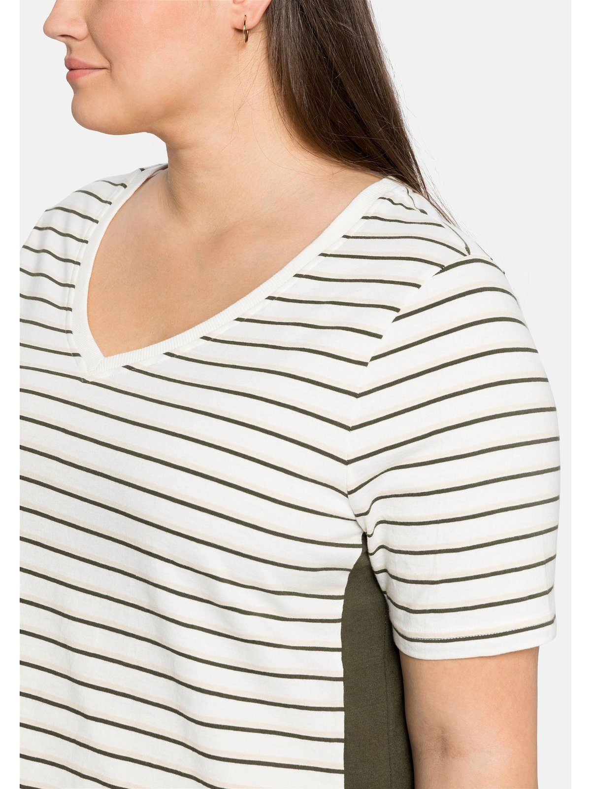Sheego T-Shirt Große Größen V-Ausschnitt, Jersey mit aus weichem