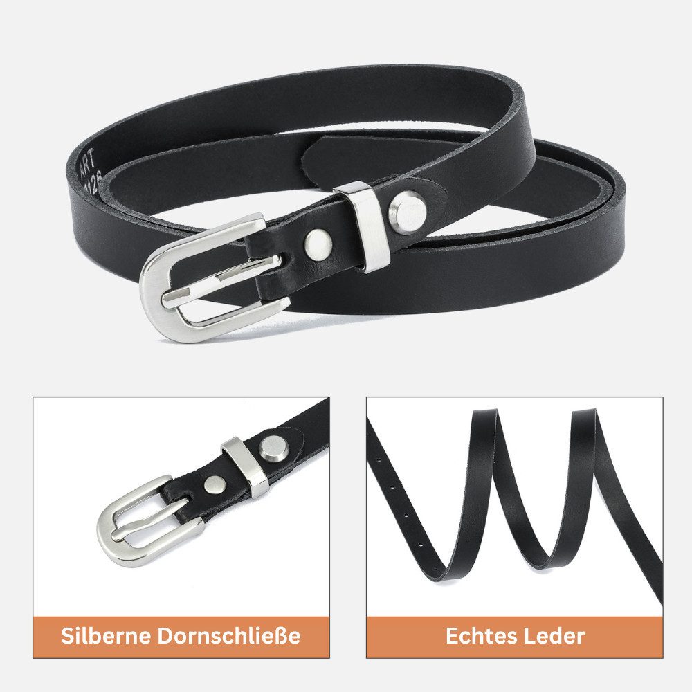 Frentree Ledergürtel Taillengürtel Damen 1,5 cm schmaler Hüftgürtel, MADE IN GERMANY Echtleder Gürtel high warst für Kleid und Anzugshose, kürzbar – Bild 3 von 5
