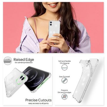 Nalia Smartphone-Hülle Apple iPhone 12 Mini, Klare Glitzer Hülle / Silikon Transparent / Glitter Cover / Bling Case