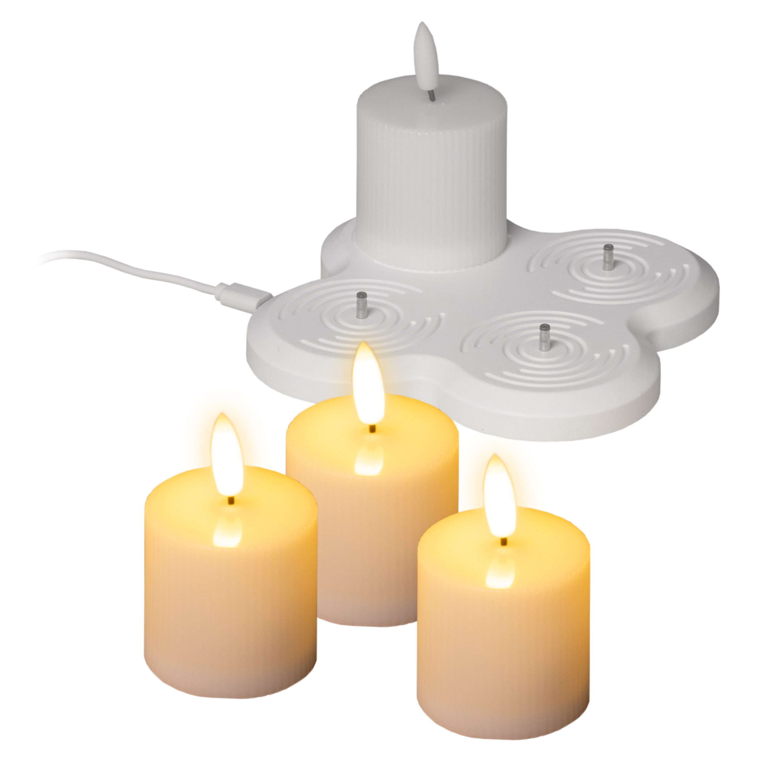 Spetebo LED Dekolicht LED Kerze warm weiß aufladbar mit Ladestation 4er Set günstig online kaufen