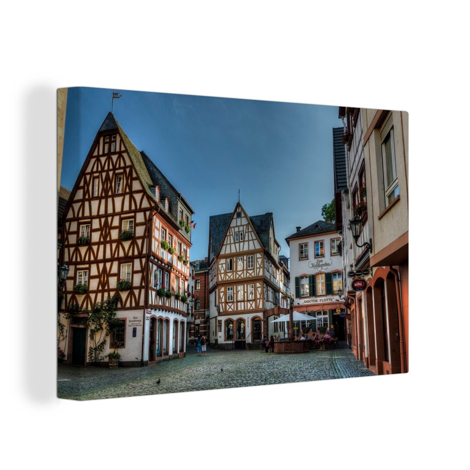OneMillionCanvasses® Leinwandbild Alte Häuser in Mainz, Deutschland, (1 St), Wandbild Leinwandbilder, Aufhängefertig, Wanddeko, 30x20 cm