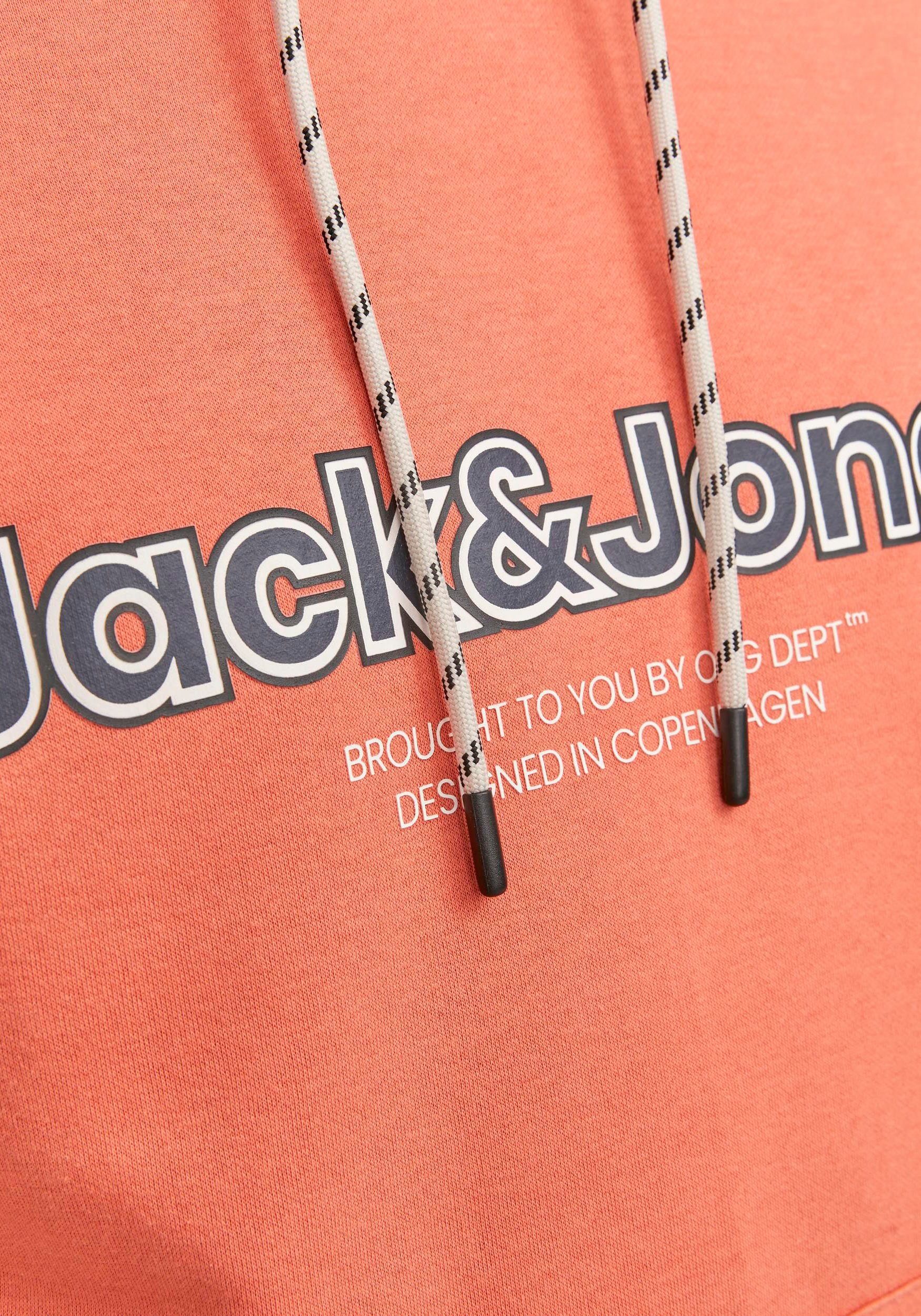 Jack & Jones Hoodie JORLAKEWOOD HOOD mit Print ginger coolem BF SWEAT
