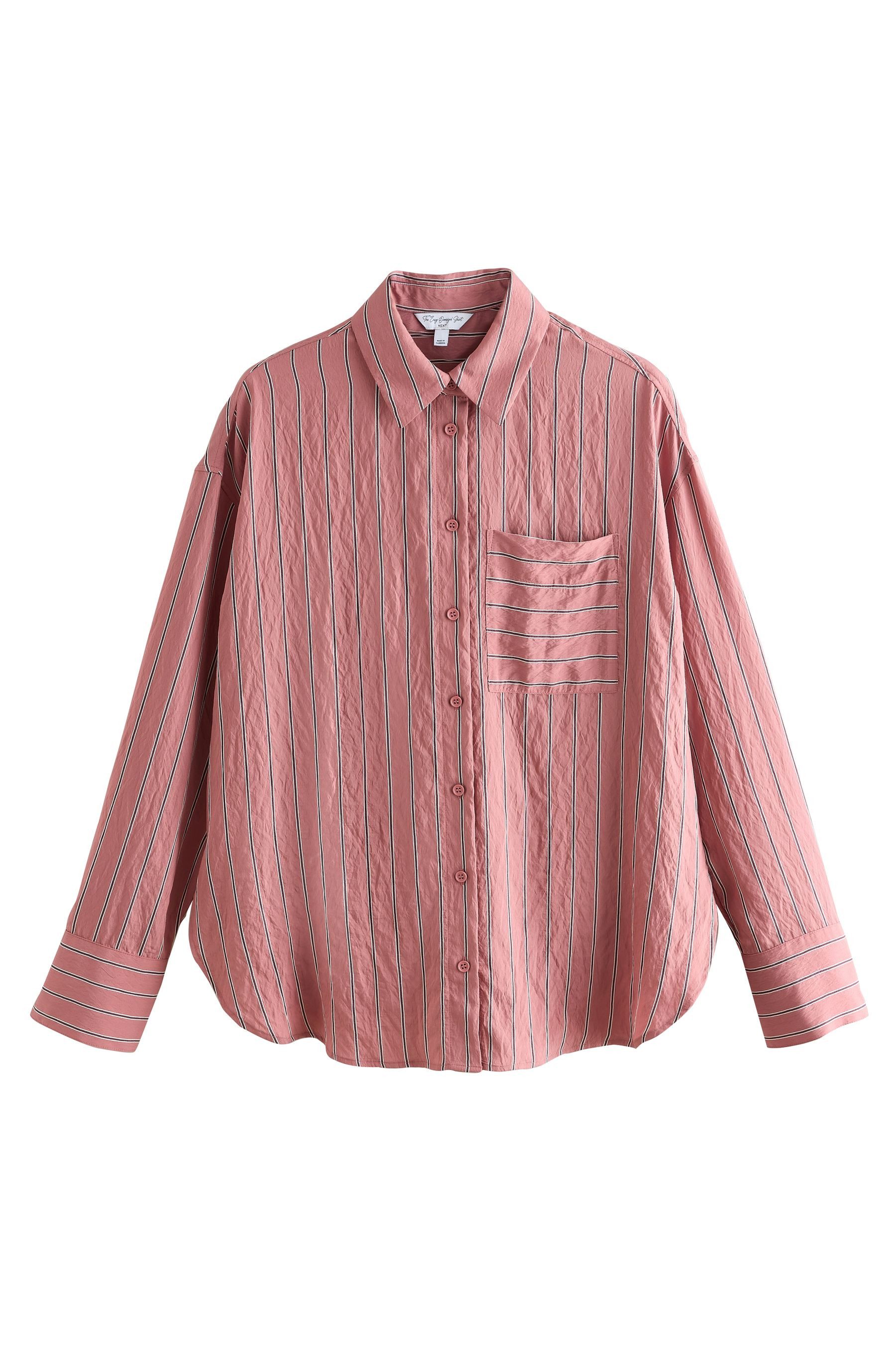 Next Langarmhemd Langärmeliges Oversized Hemd mit Jacquard-Streifen (1-tlg)