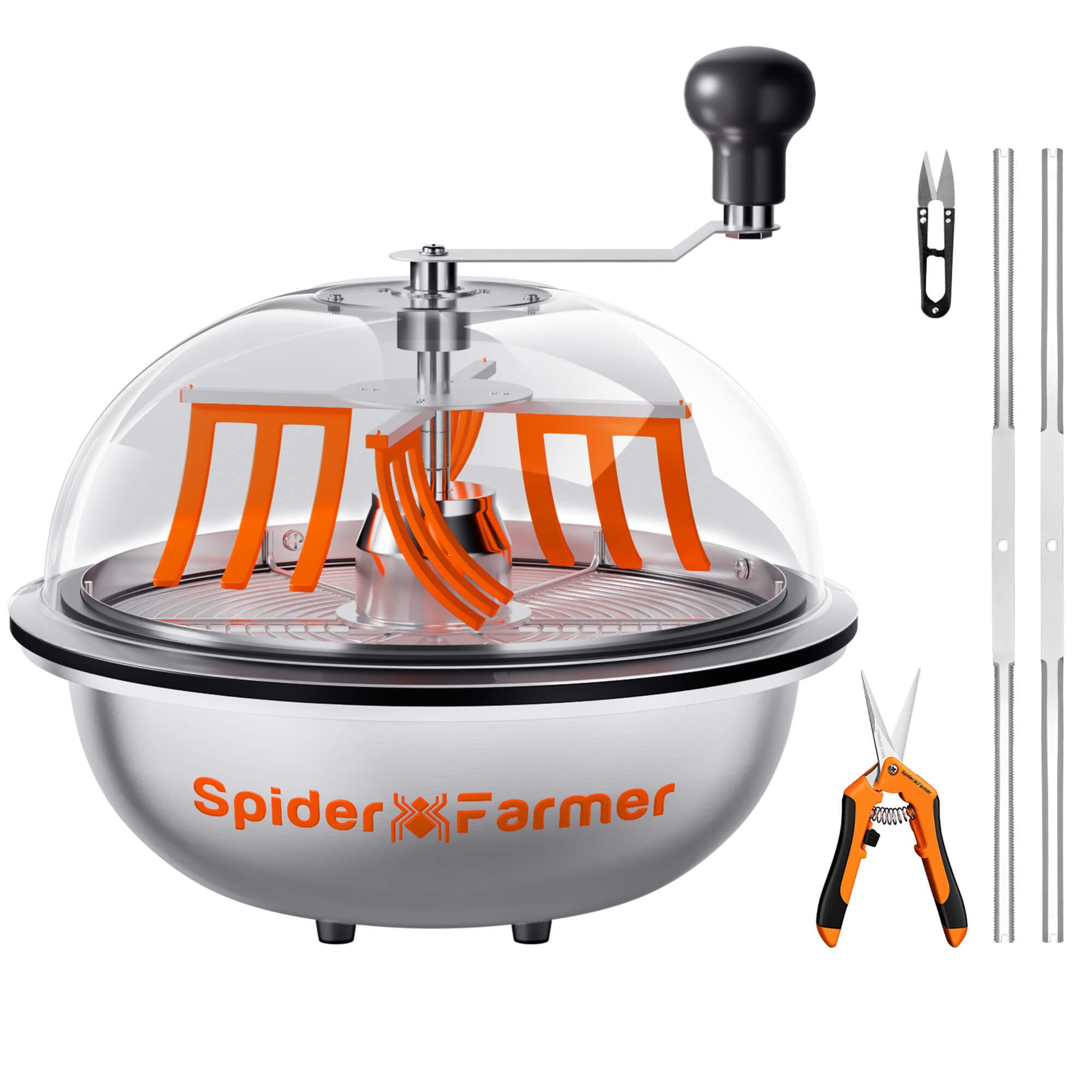 Spider Farmer Zerkleinerer Spider Farmer Bud Leaf Bowl Trimmer, 33cm Edelstahl Trimmer mit Handkurbel